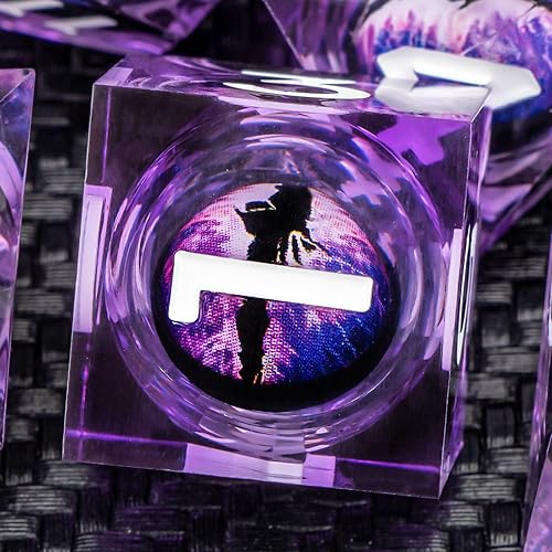 Miniatura 3 de KERWELLSI Float Beholder Eye - Juego de dados DND de resina con caja de regalo, 7 dados de núcleo líquido de borde afilado, dados poliédricos