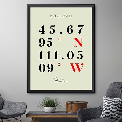 Miniatura 4 de Mapa de Bozeman, Montana, Coordenadas Multilíneas de Colores (12x16)