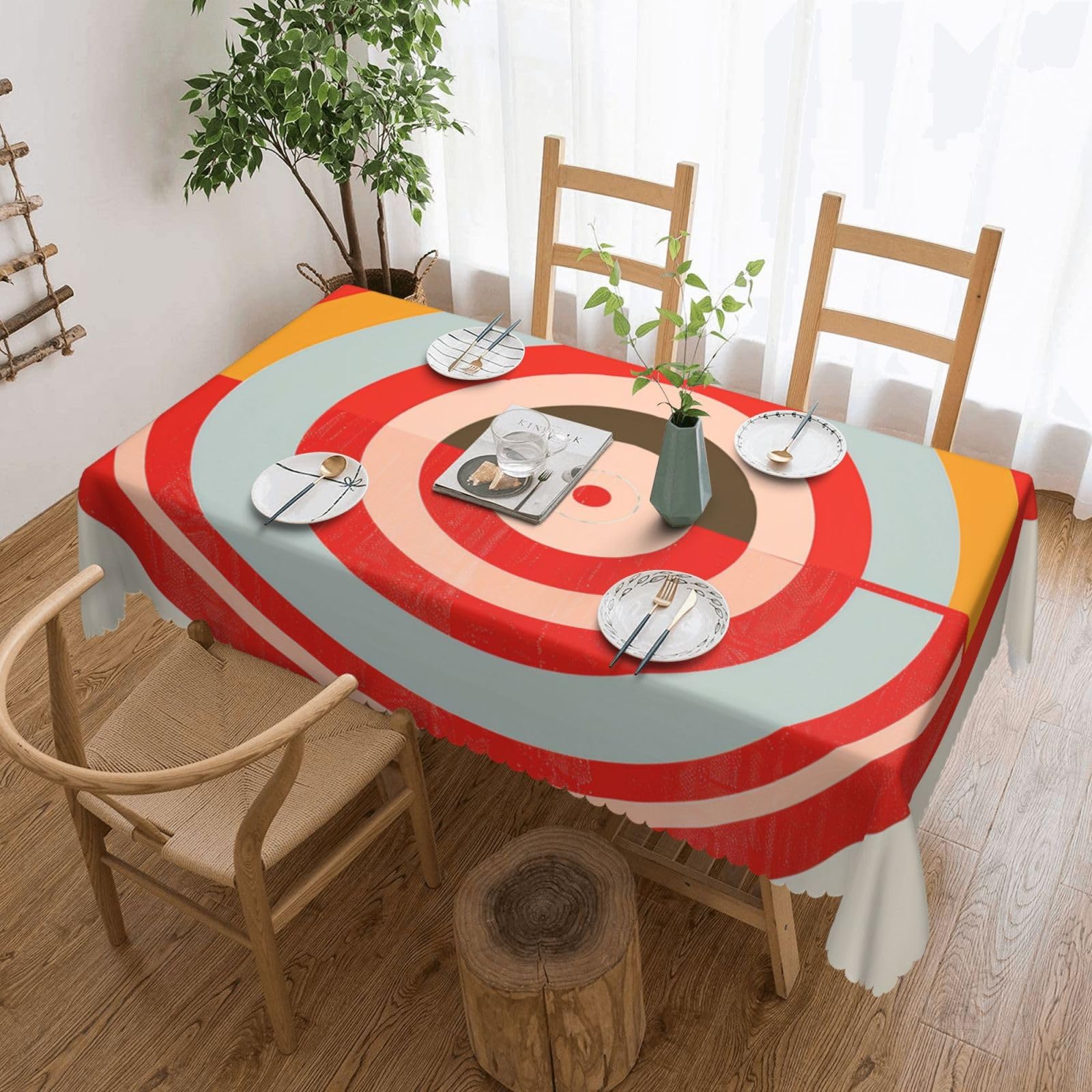 Nappe rectangulaire imprimée anti-tache 183 x 137 cm pour protéger la table des repas