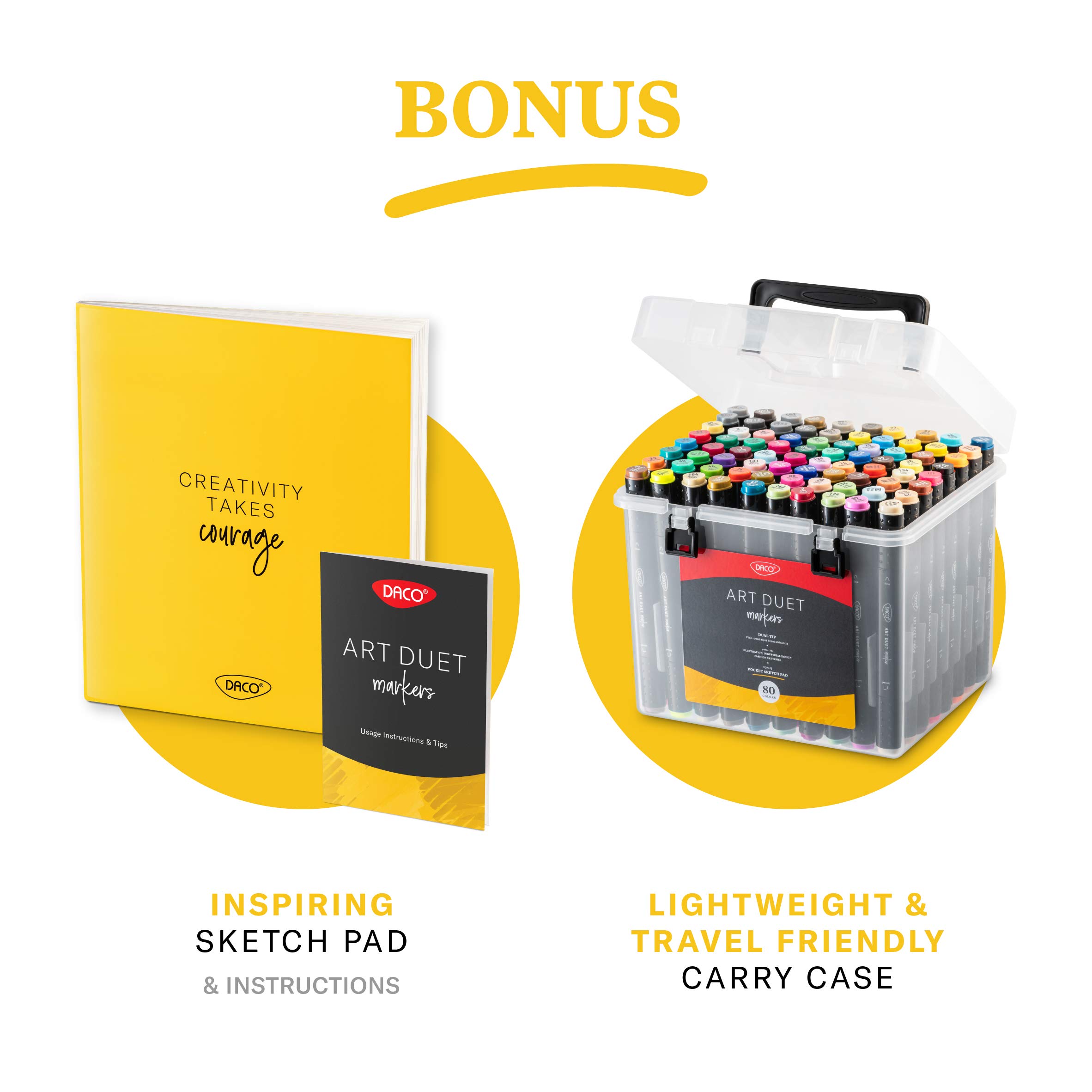 DACO Art Duet 80 Colors Artist Dual Tip Alcohol Markers Art Markers