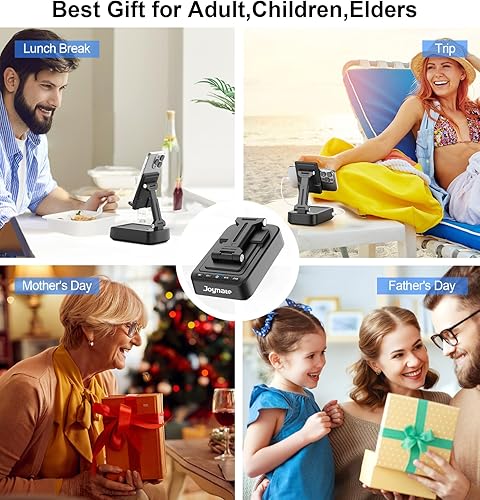 Miniatura 6 de Regalos para hombres y mujeres, soporte para teléfono con altavoz Bluetooth y función de carga, ángulo rotatorio de 360° ajustable, soporte para