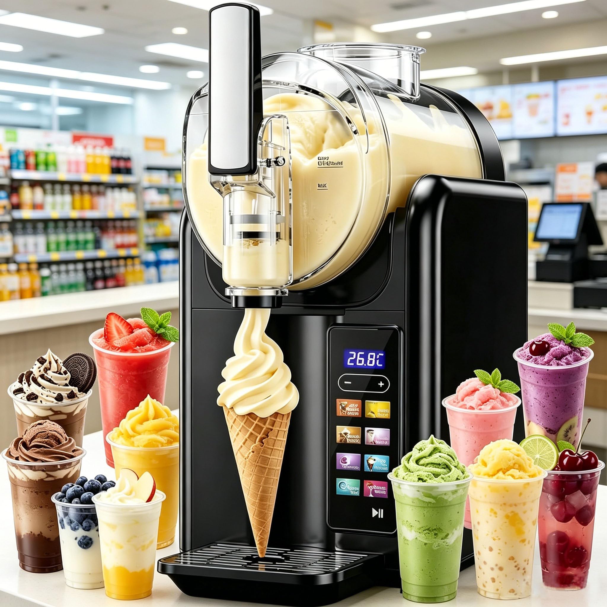 XDLYWUZIQ 2L Commercial Slushie Machine Auto Clean Black-SingleBowl