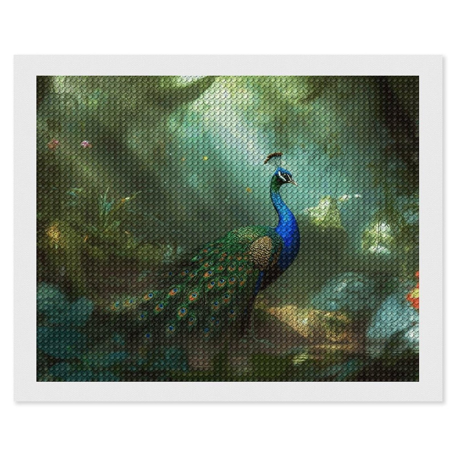 NONHAI Diamond Painting Kits for Adults - DIY Diamond Art Kits for Beginners - Full 5D Paint Drill Diamond Dots Paintings- Peacock Diamonds Pictures Gem Art and Craft Wall Decor 16"x20"