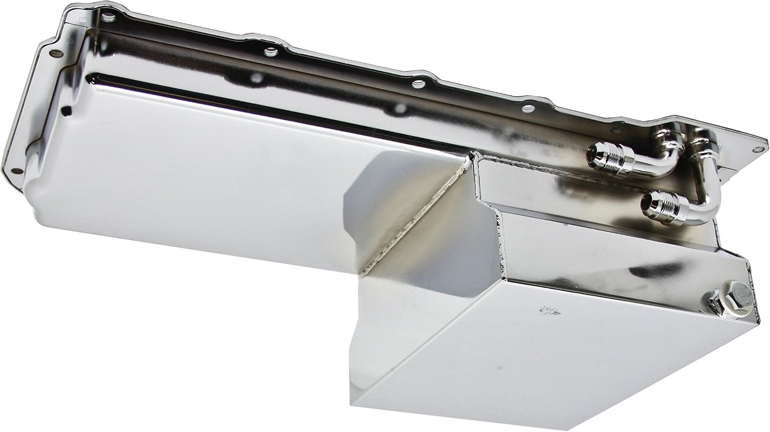 STEEL Compatible/Replacement for CHEVY GM LS ENGINES OIL PAN 7 QT 90 DEGREE FITTING - CHROME