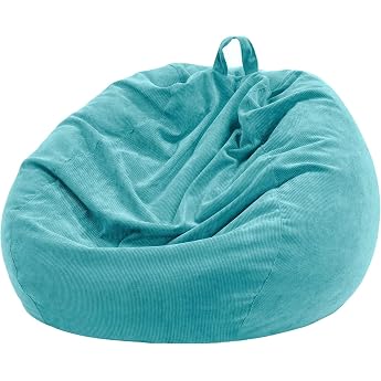 Bean Bag Chair for Kids and Adults - Cover Only No Filling for Sofa Stuffed Animals 110 x 89 cm Turquoise