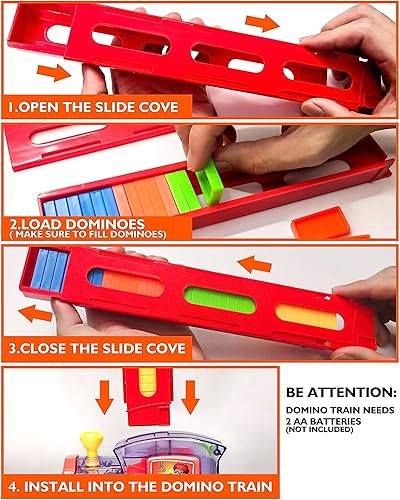 Miniatura 6 de POPUTOY 200PCS Domino Train, Domino Blocks Set Plastic Kids Domino Construction 4 Color Children Creative Toy Game Educational Play for 3-12 Year