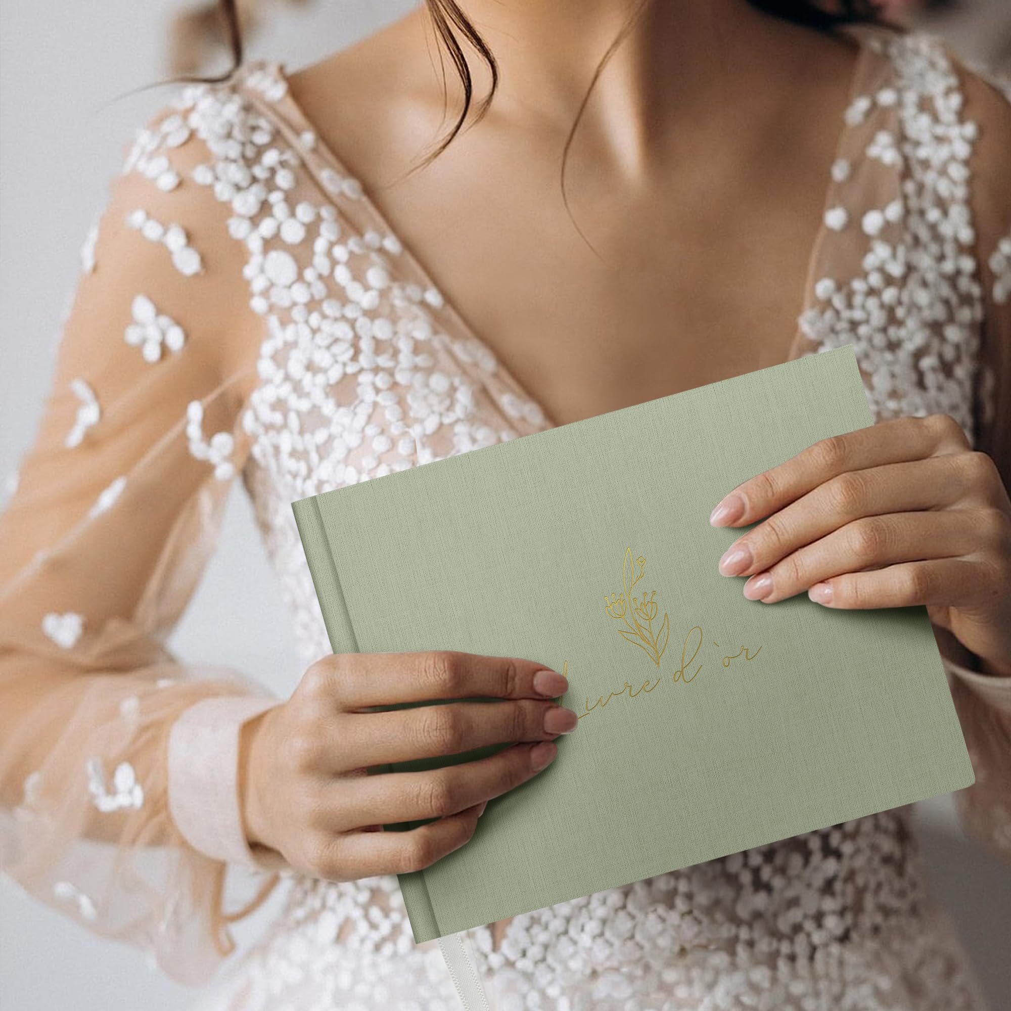 Livre d’Or en Lin Vert – Carnet de Messages & Souvenirs