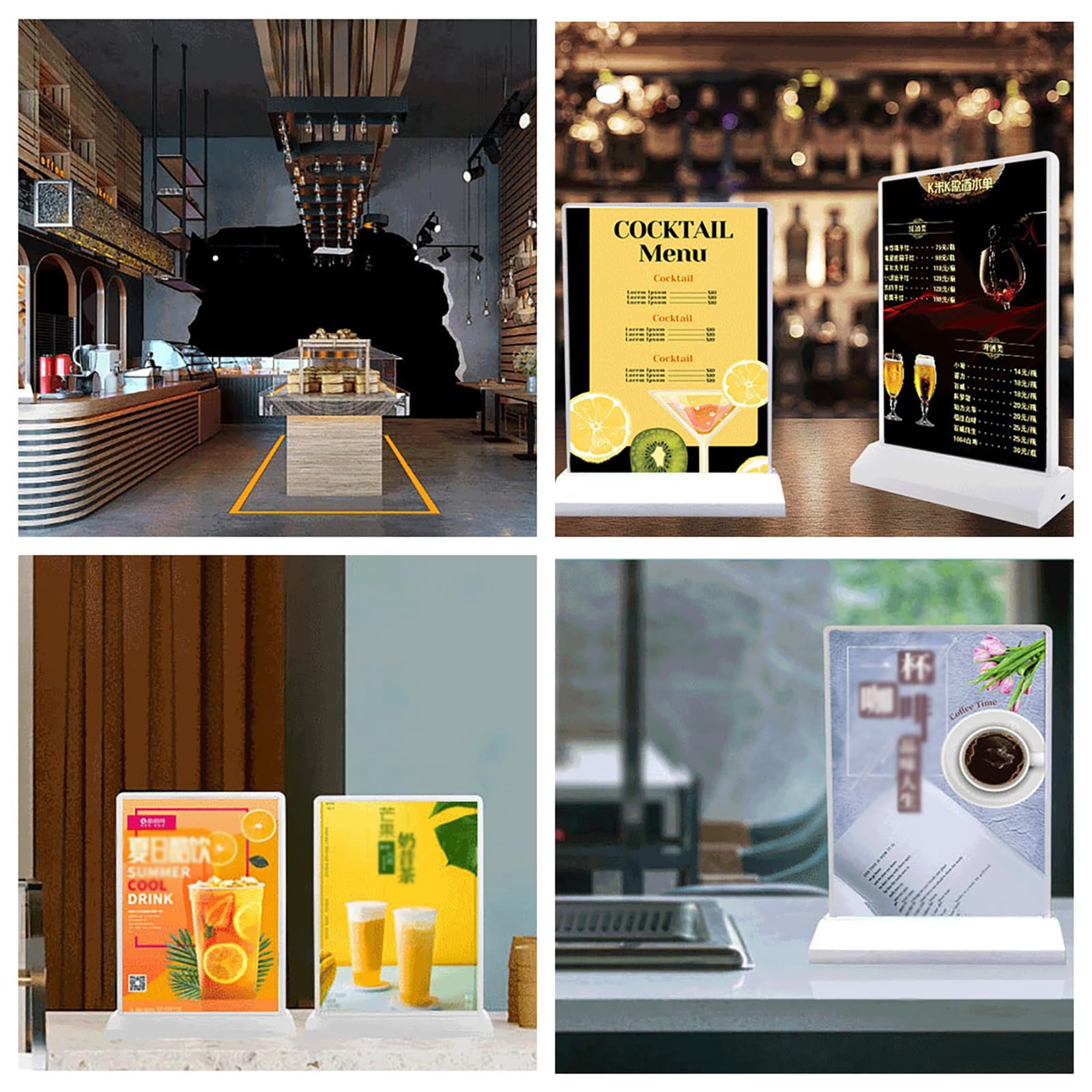 Caja de luz LED Delgada Soporte for Letrero de Caja de luz LED, Pantalla publicitaria de Doble Cara con Base, Soporte for menú de póster Recargable Tablero de menú retroiluminado por LED