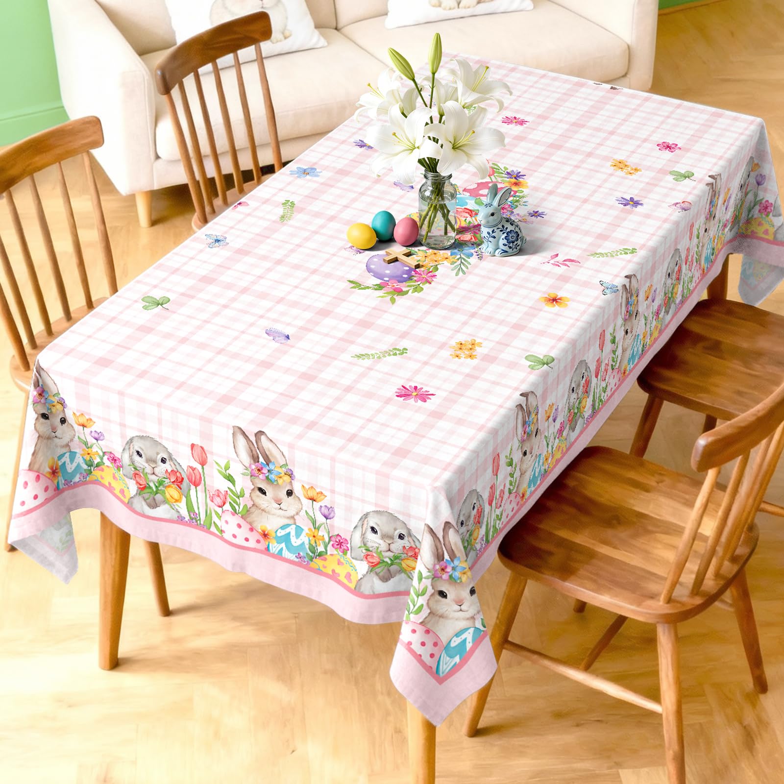iEvery Tovaglia Primavera Lavabile, Tovaglia da Giardino Floreale Rettangolare Resistente alle Intemperie Table Cloth per Esterni Tovaglia in