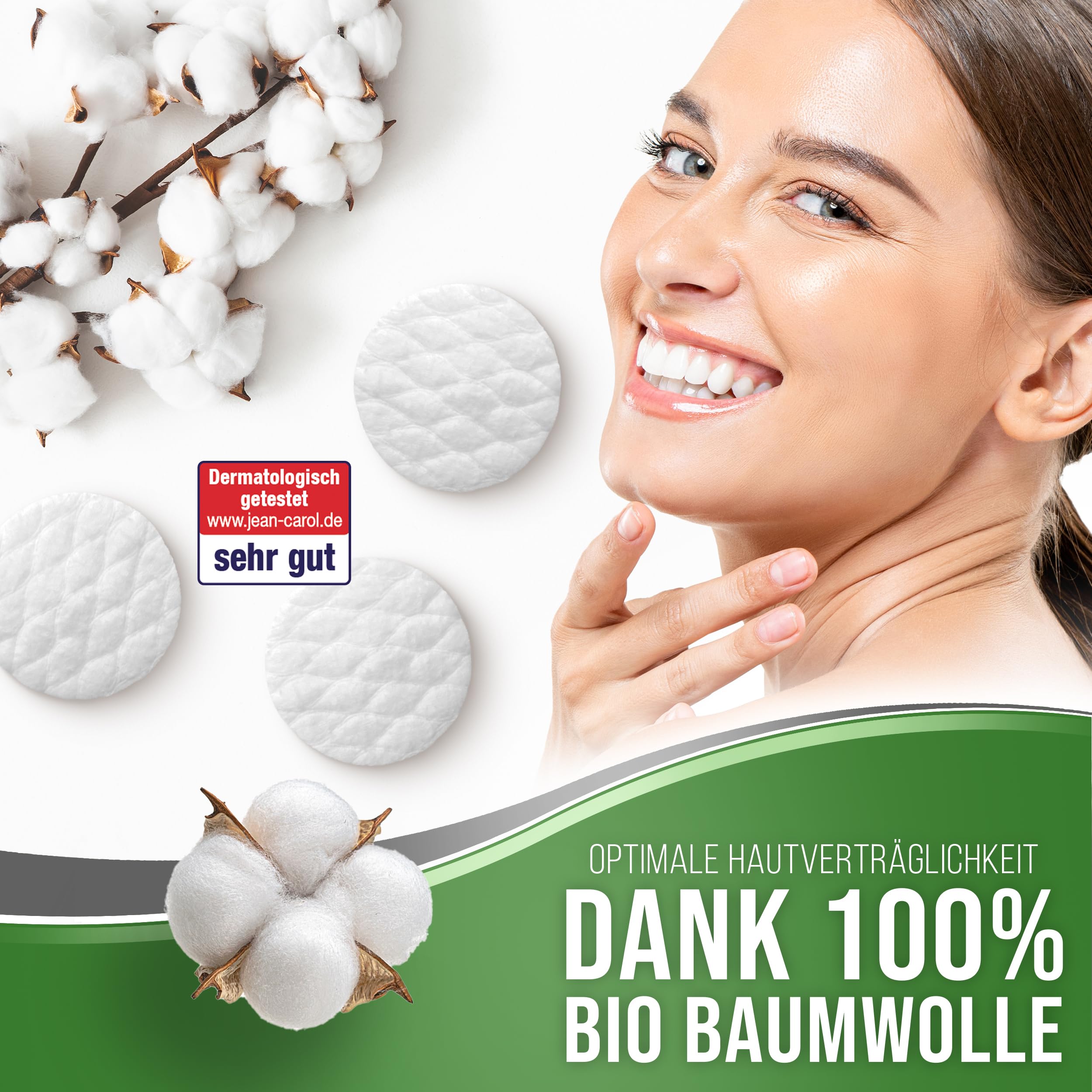 Jean Carol Bio Care Duo Wattepads, 15er Pack (15 x 60 Stück) für die tägliche Pflege