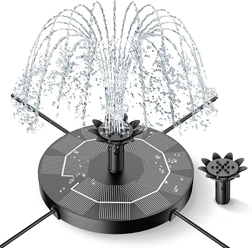 Solar Fountain for Bird Bath, Solar Powered Water Fountain 4-in-1 Nozzles | Upgrade 1.8W Solar Fountain Pump for Bird Bath, Standing Floating Solar Powered Fountain for Garden, Pond, Pool, Outdoor