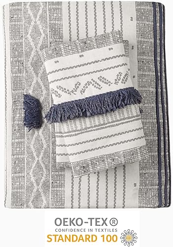 Miniatura 4 de INK+IVY Juego de funda nórdica de algodón de 3 piezas en acabado gris y azul marino II12-1262