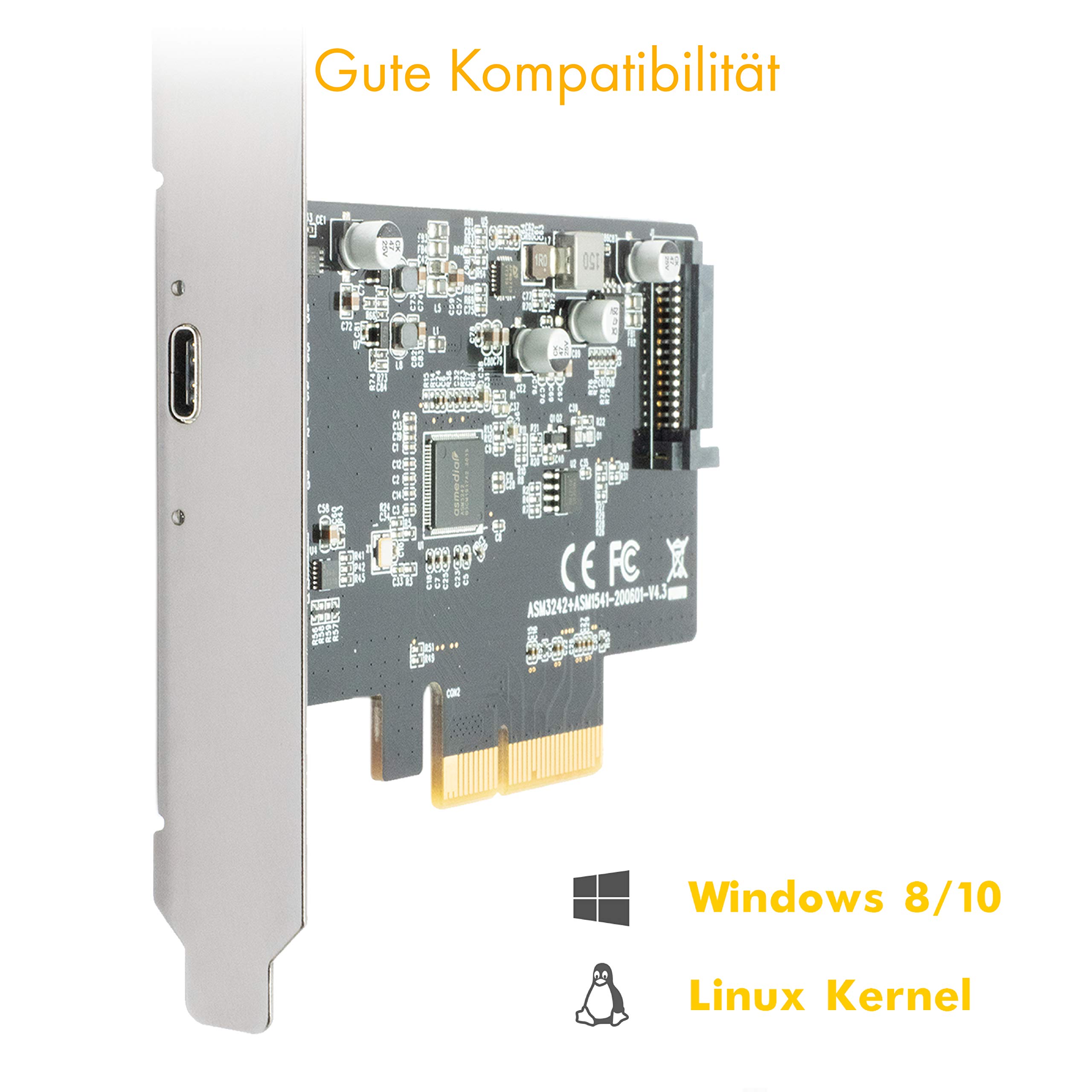 ICY BOX Tarjeta USB 3.2 con Puerto USB 3.2 Gen 2x2 (20 Gbps), USB-C, instalación en Ranura PCIe, IB-PCI1901-C32