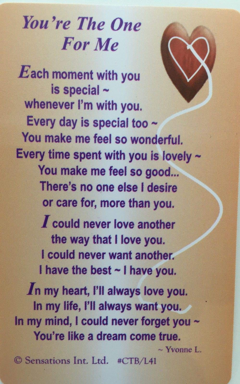 Shop Inc Red You`Re The One For Me.wallet Card (Sentimental Keepsake Wallet/Purse Card)