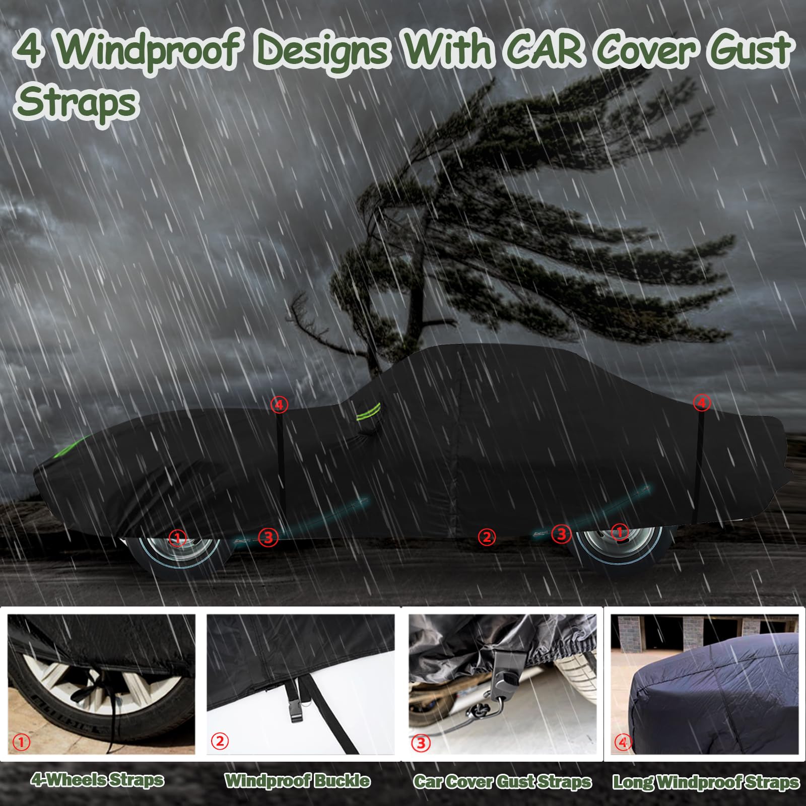 Car Covers for 1968-1982 Corvette C3 6 Layers 210T Waterproof All Weather Sun UV Rain Snow Outdoor Windproof — view 4