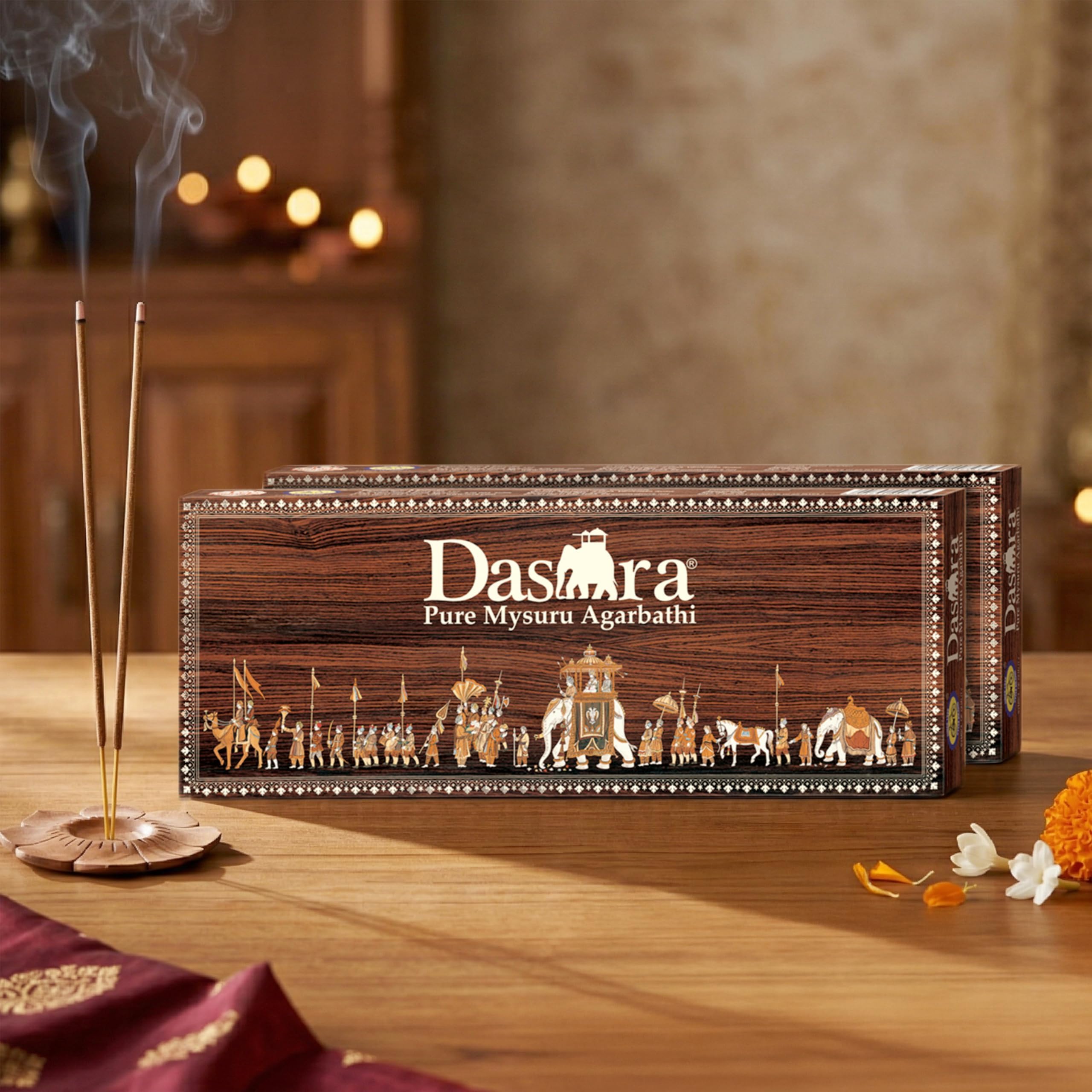 Cycle Pure Dasara Incense Sticks/Pack of 2 (60 Sticks Per Pack) / Sandal, Rose Natural Fragrance Agarbathi for Puja, Festivals, Gifting