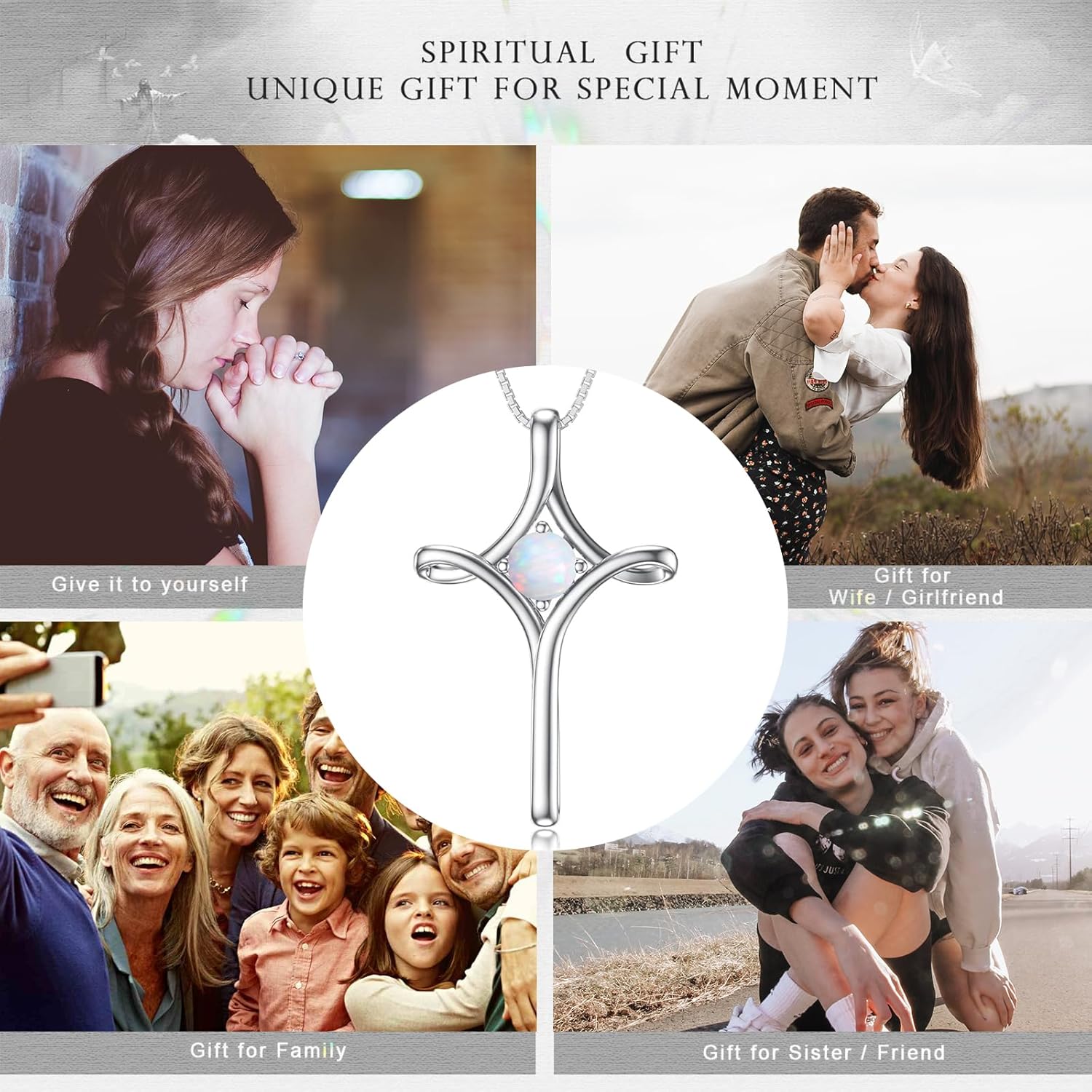 TOUPOP Cross Necklace for Women 925 Sterling Silver Birthstone Cross Pendant Fine Jewelry Valentines Day Birthday Gifts for Her Mom Wife Girlfriend - Image 7