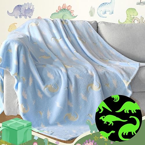 Touchat Manta que brilla en la oscuridad, suave y acogedora manta de franela de vellón para cama, sofá, regalos únicos para niños y niñas en