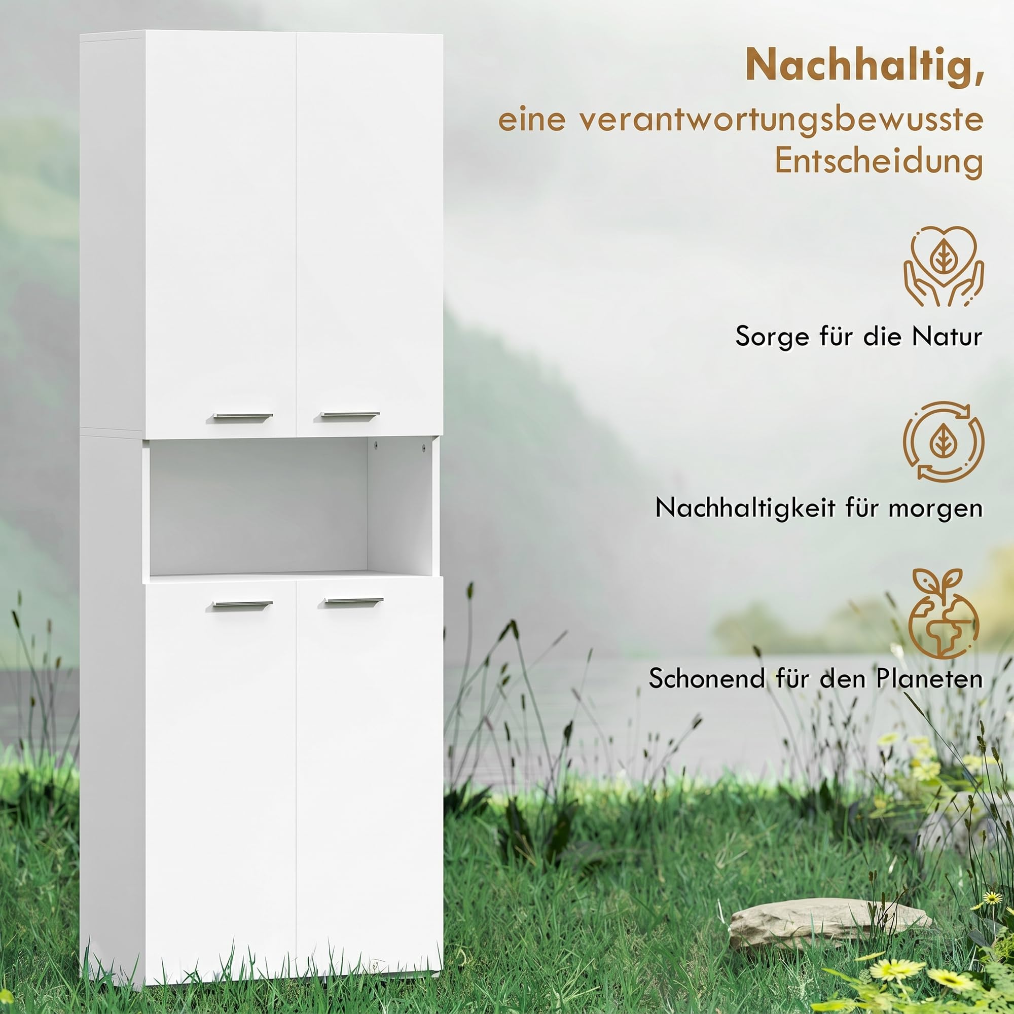 HOMCOM Badezimmerschrank Badschrank Wäschekorb 60 x 30 x 174 cm Weiß