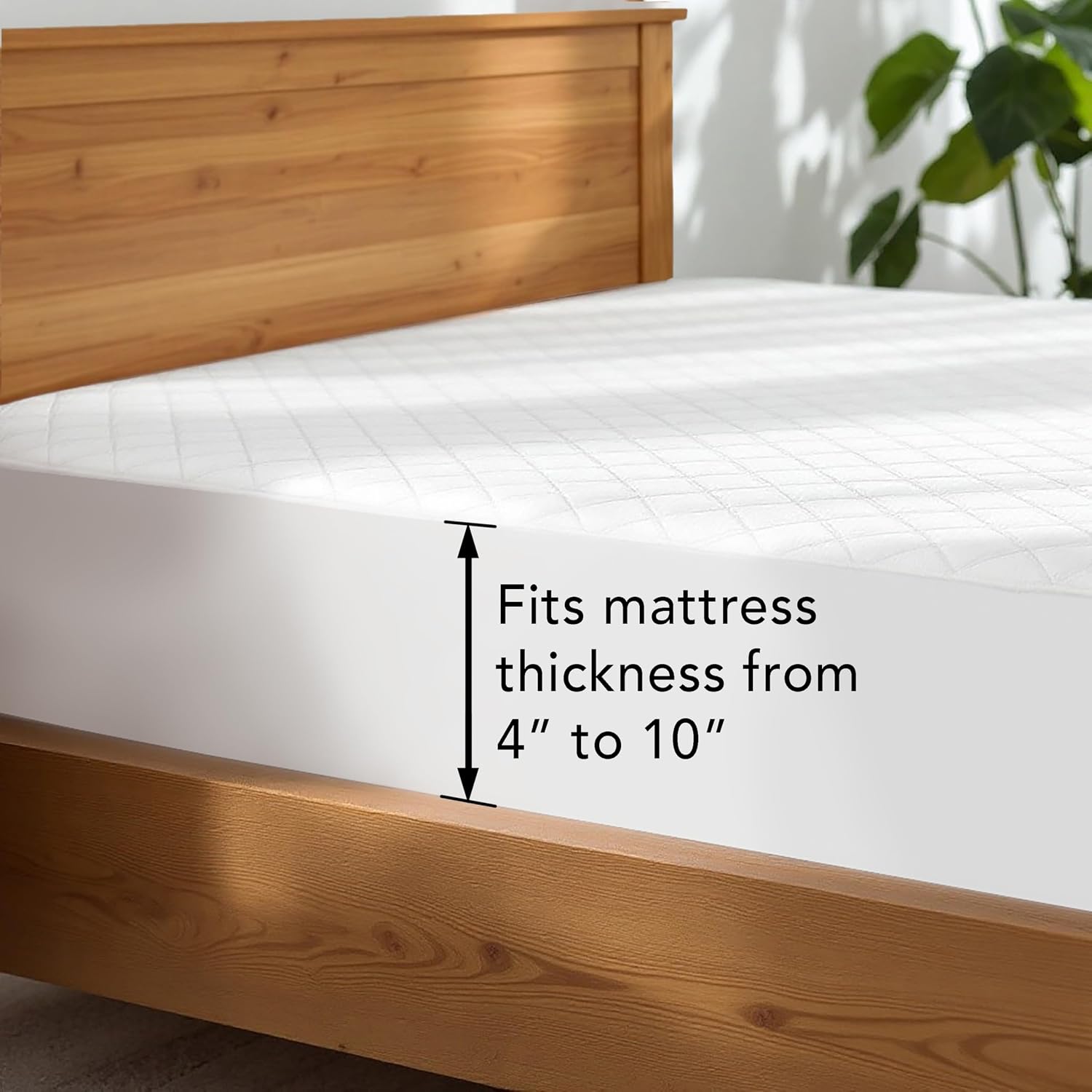 Quilted Mattress Protector, Cotton, Elastic Fitted, Available in Single/Queen/King Sizes, White (King - 76X80X16 inches)