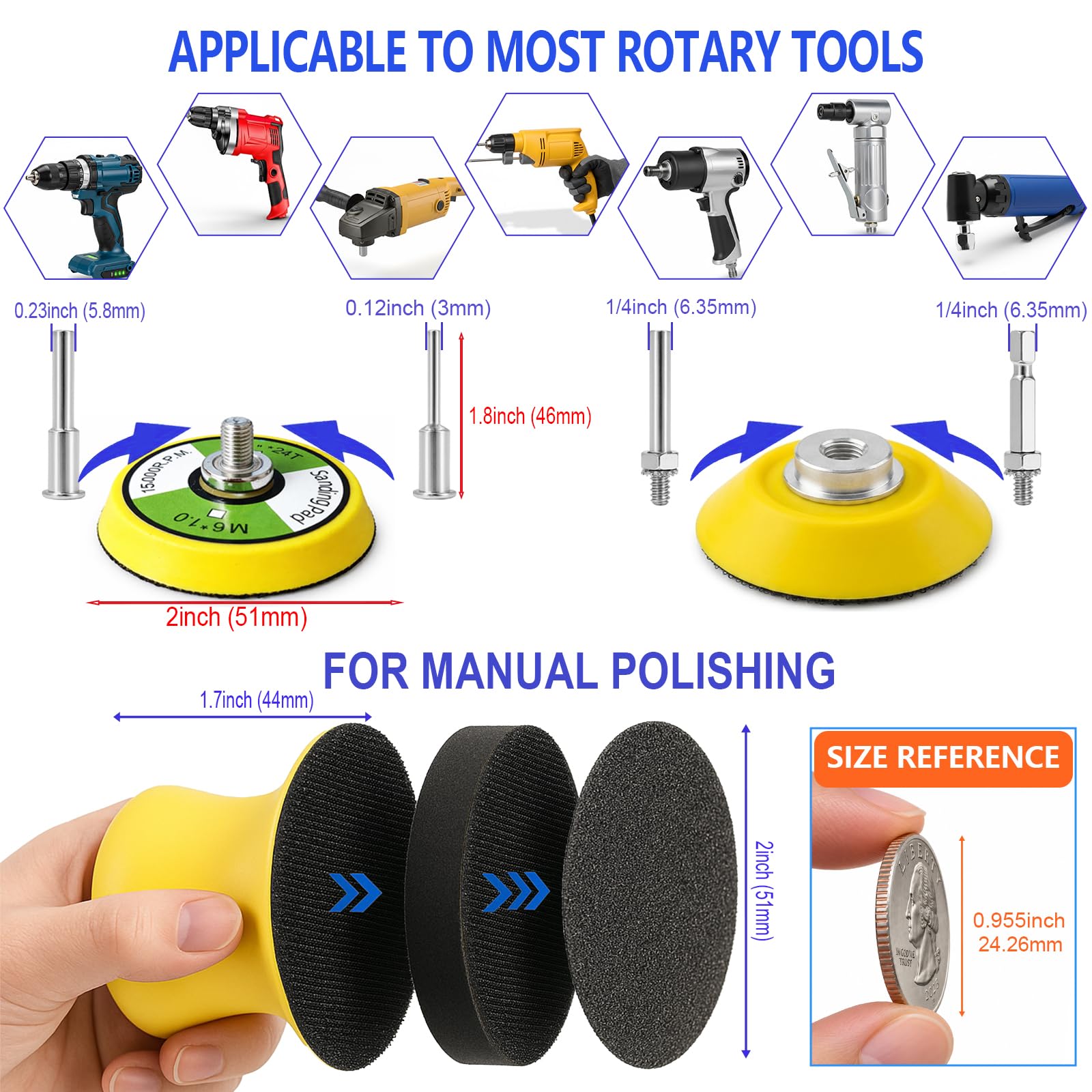 137PC Sanding & Polishing Kit - Drill Backing Pads -2