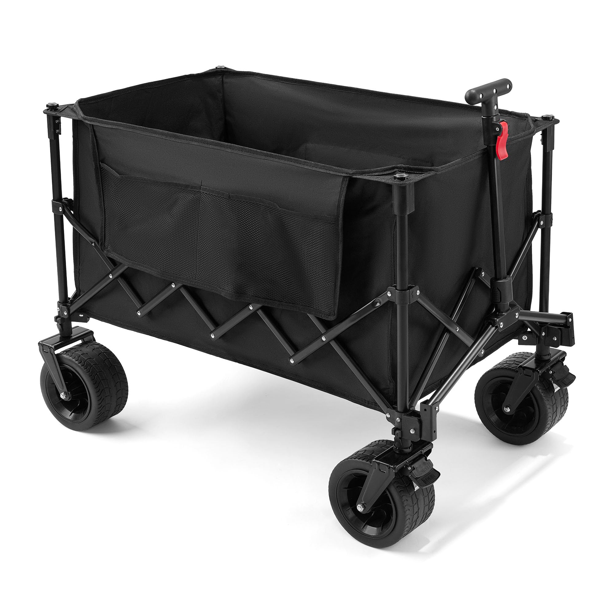 HyperMotion Składany Wózek Transportowy Turystyczny XL 200L Czarny Przyczepka Ogrodowa na Zakupy Plażę Kemping Duża Ładowność 80 kg Koła Terenowe