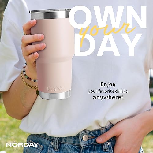 Miniatura 5 de NORDAY Vaso con tapa, 30 onzas, con aislamiento de arena, de acero inoxidable, doble pared aislada al vacío, taza de café de viaje para portavasos