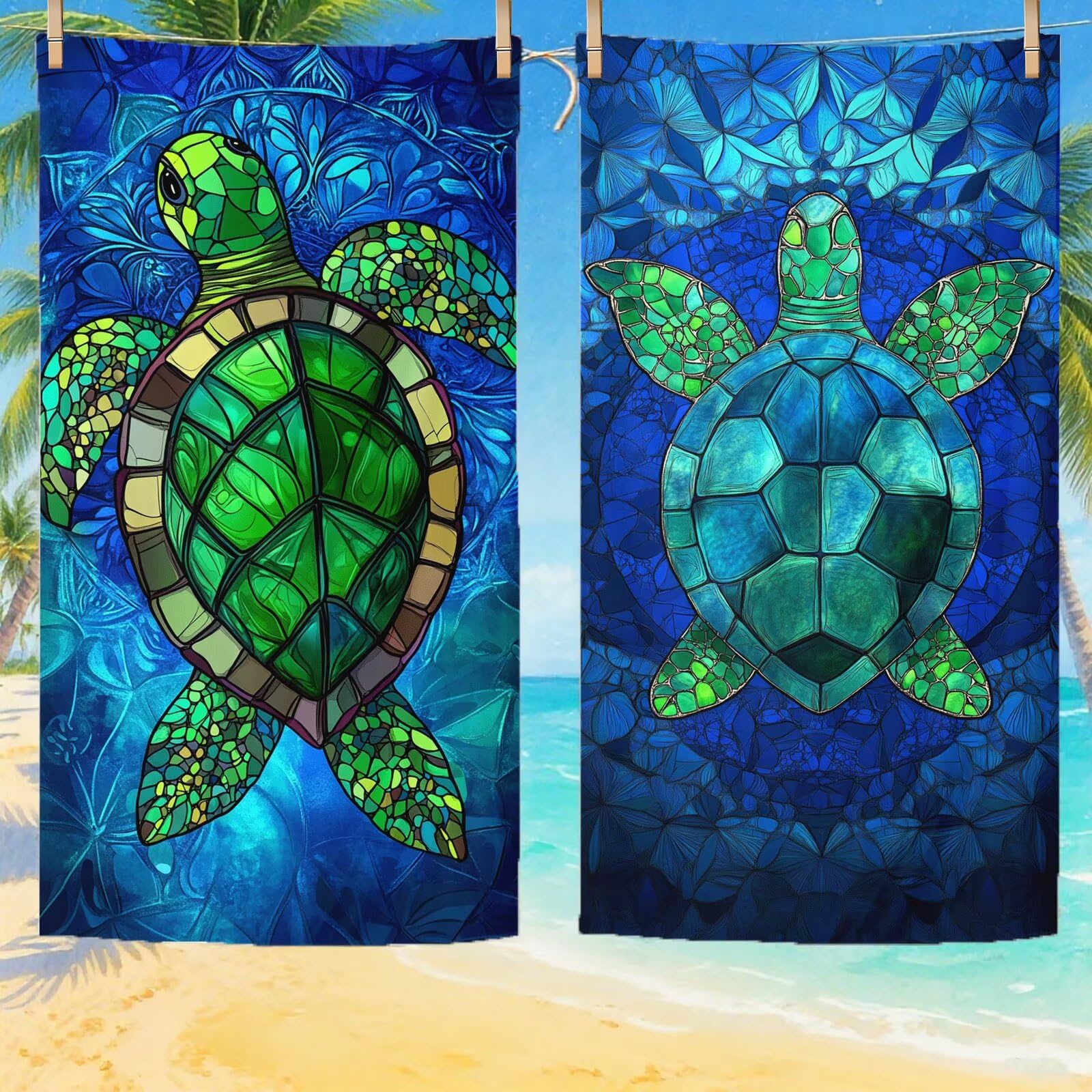 Telo Mare Microfibra, Telo Mare Grande 200 x 100 cm Set da 2, Antisabbia Asciugatura Rapida Assorbente Salvietta da Spiaggia Asciugamano per Palestra Piscina Viaggi Sport Picnic, Regali Donna Q-700