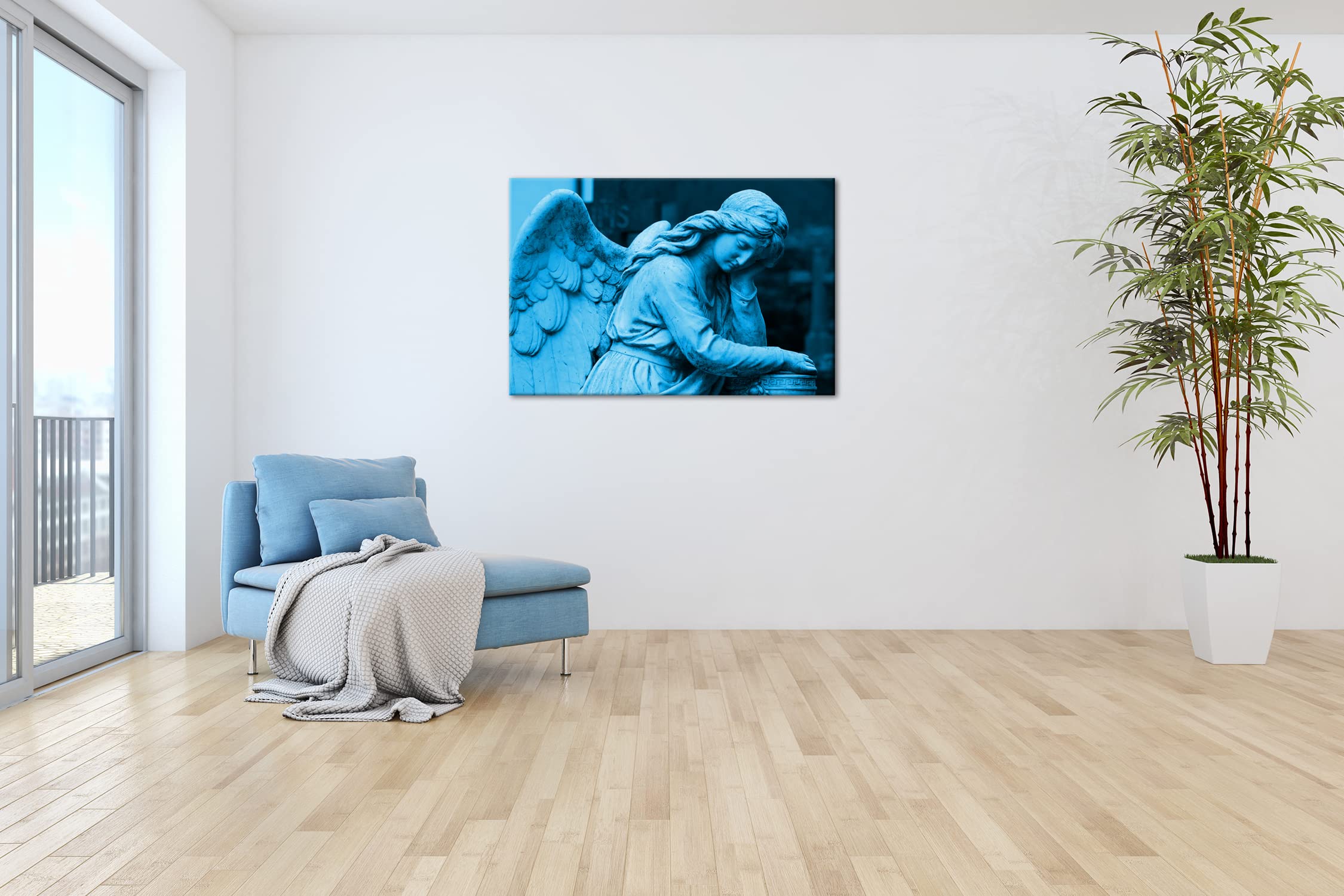 Stampa Su Tela Con Angelo In Terrario - Cornice In Legno 60x40 Cm, Stampa Digitale UV, Made In Germany - 2