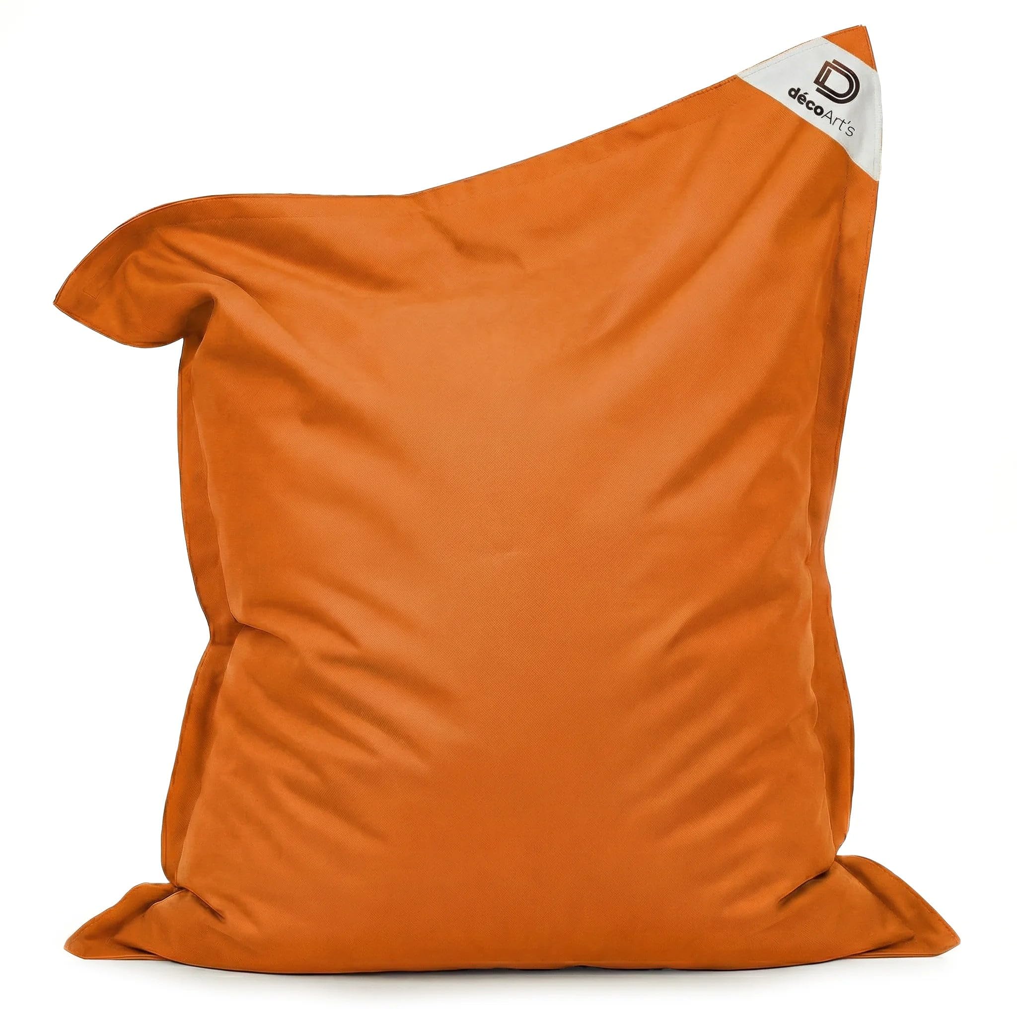 Déco Arts Pouf Géant XXL Intérieur et Extérieur, Déhoussable, Salon, Jardin (Orange)