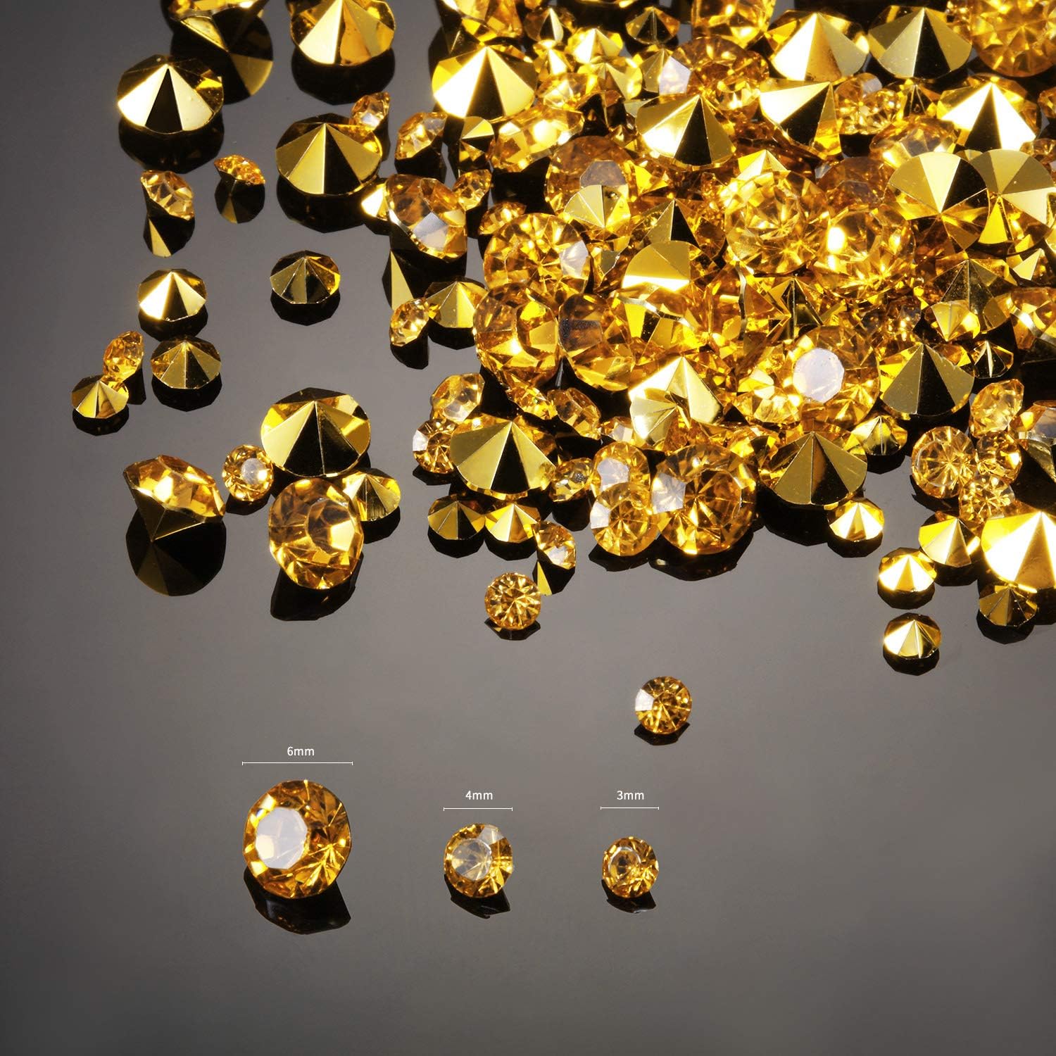 10000 Clear Wedding Table Scatter Confetti Crystals Acrylic Diamonds Rhinestones for Table Centerpiece Decorations Wedding Decorations Bridal Shower Decorations Vase Beads (Gold, 3 mm, 6 mm and 10 mm) - Image 2