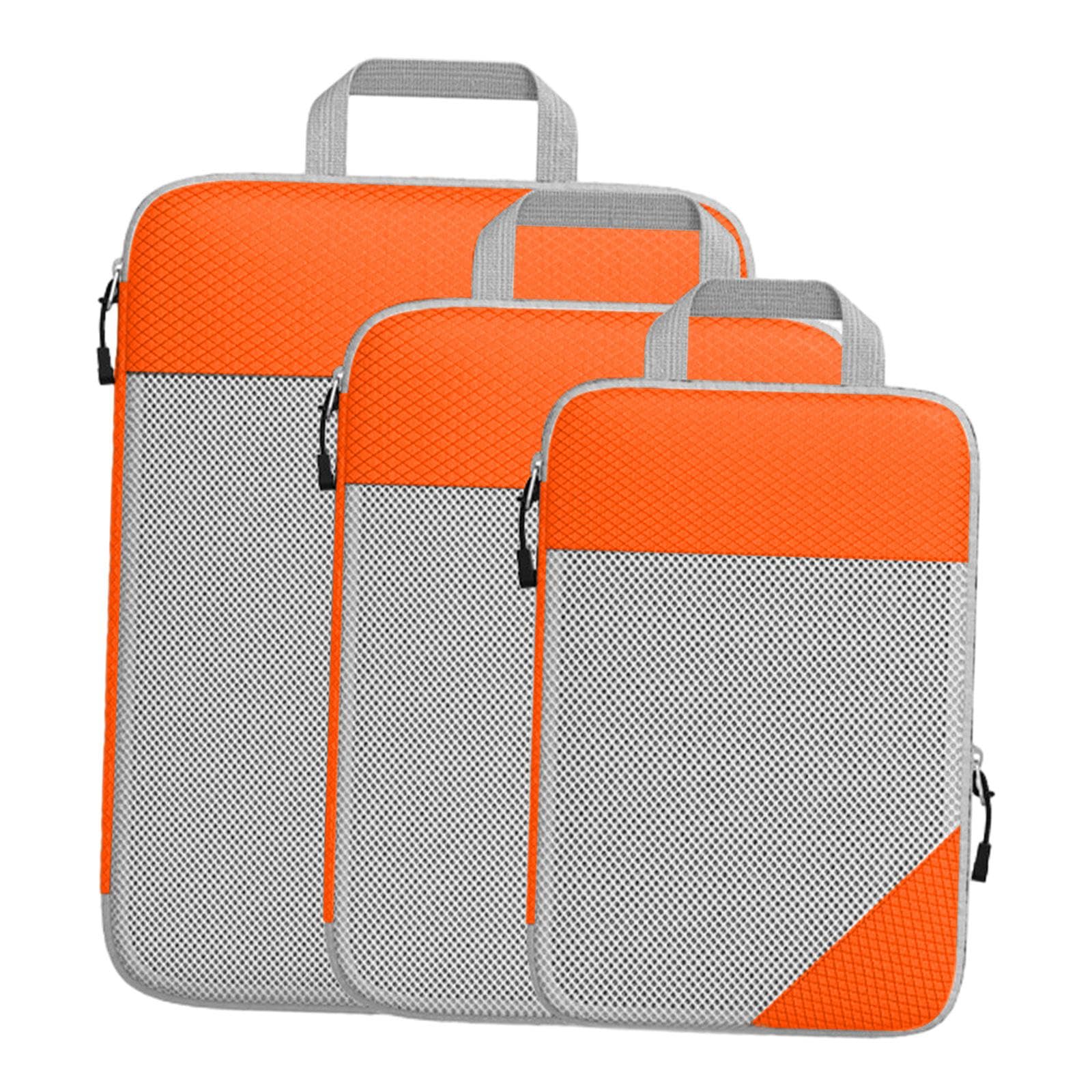 2 set di 3 cubi di compressione per vacanze in famiglia donne uomini viaggi d'affari arancione