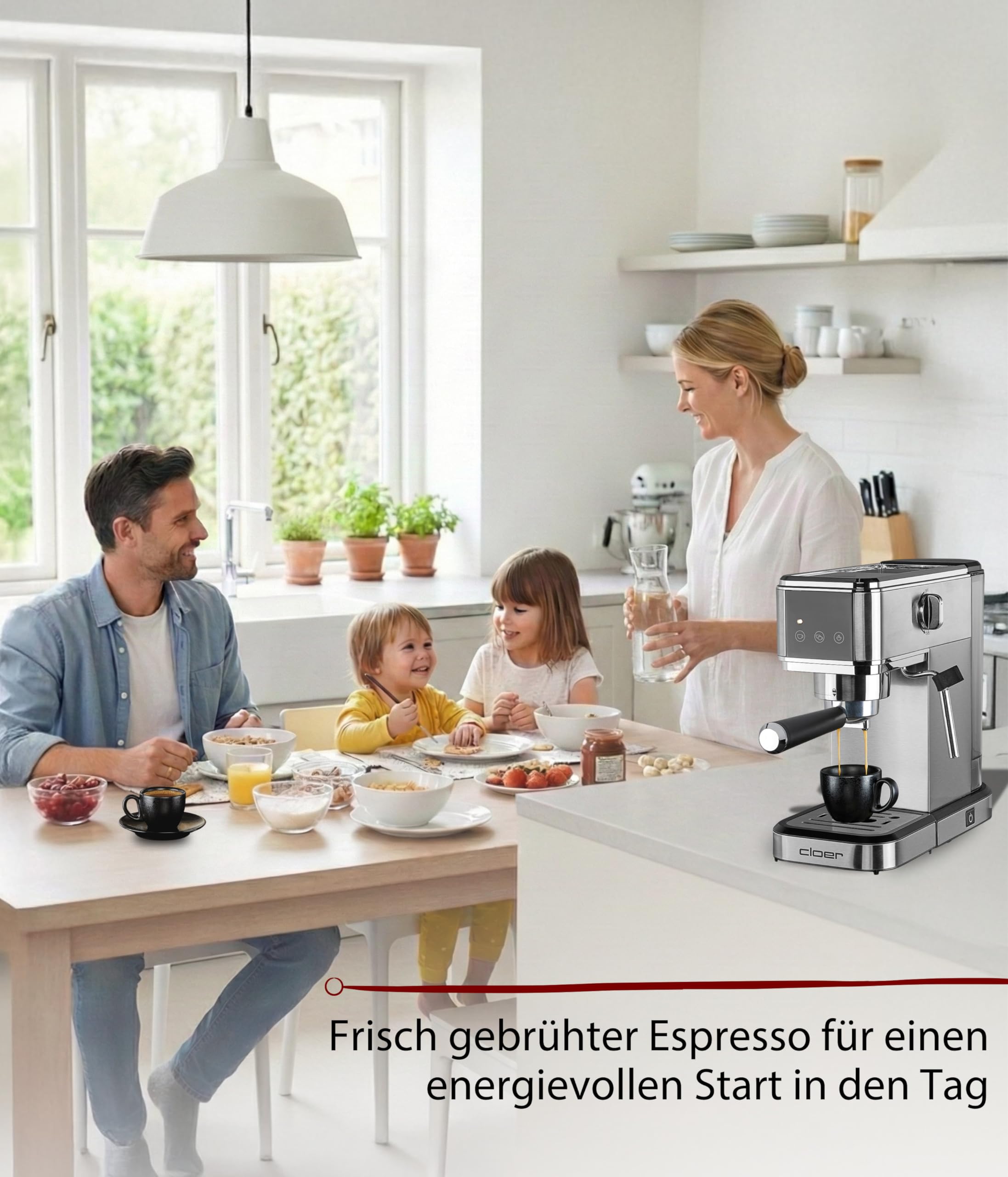 Cloer 5829 Espressomaschine 20 Bar 1350W 1 Liter Wassertank