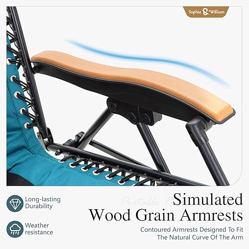 Miniatura 6 de Sophia & William Silla de gravedad cero de gran tamaño, reclinable acolchado con soporte para tazas, soporta 400 libras (gris)