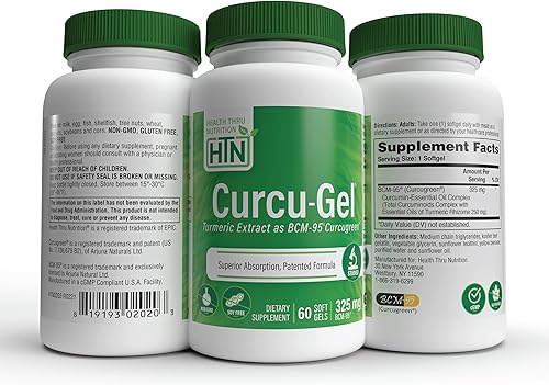 Miniatura 5 de Health Thru Nutrition Curcu-Gel 325mg BCM-95 Curcugreen Cúrcumina, alta absorción, respuesta saludable a la inflamación, clínicamente estudiado,