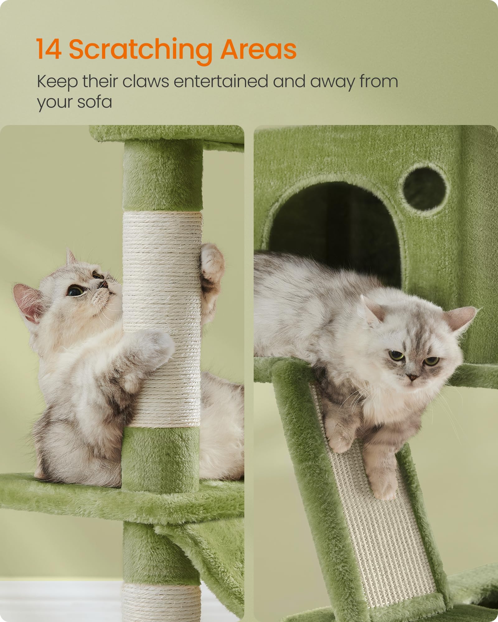 Mdeam 81 Inch Cat Tree - Multi-Level Tower With Caves, Scratching Posts, Ladder & Perches