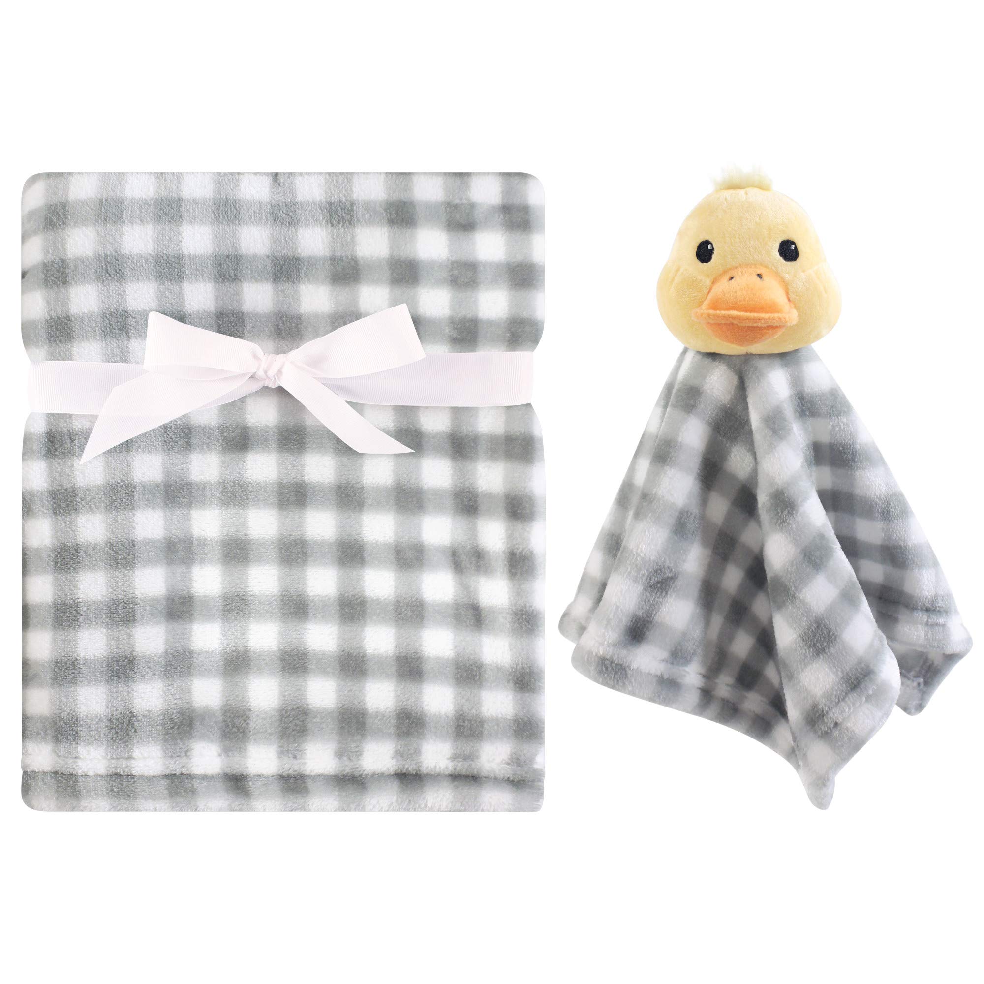 Hudson Baby Unisex Baby Plush Blanket with Security Blanket, Duck, One Size