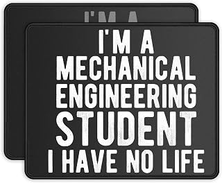 Mechanical Engineering Student Mouse Pad, Rubber, Black, Non-Slip Base, Office, 9.5 x 7.9 inches, Rectangular, 2 Pack