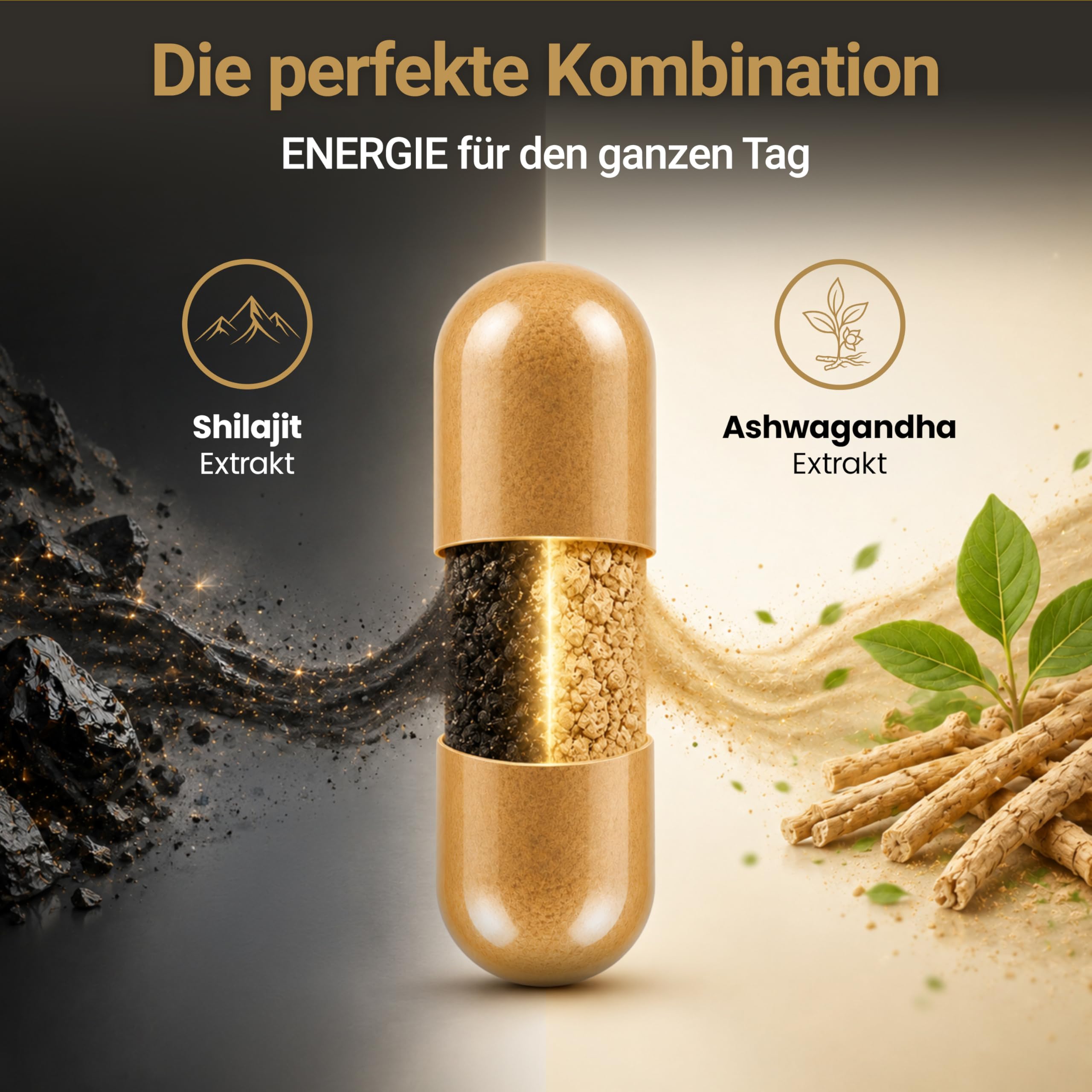Premium Himalaya Shilajit + Ashwagandha Kapseln - hochdosiert 1300 mg Tagesdosis - 90 vegane Kapseln – Original aus Himalaya - Handernte - vegan, ohne unnötige Zusätze & laborgeprüft Deutschland