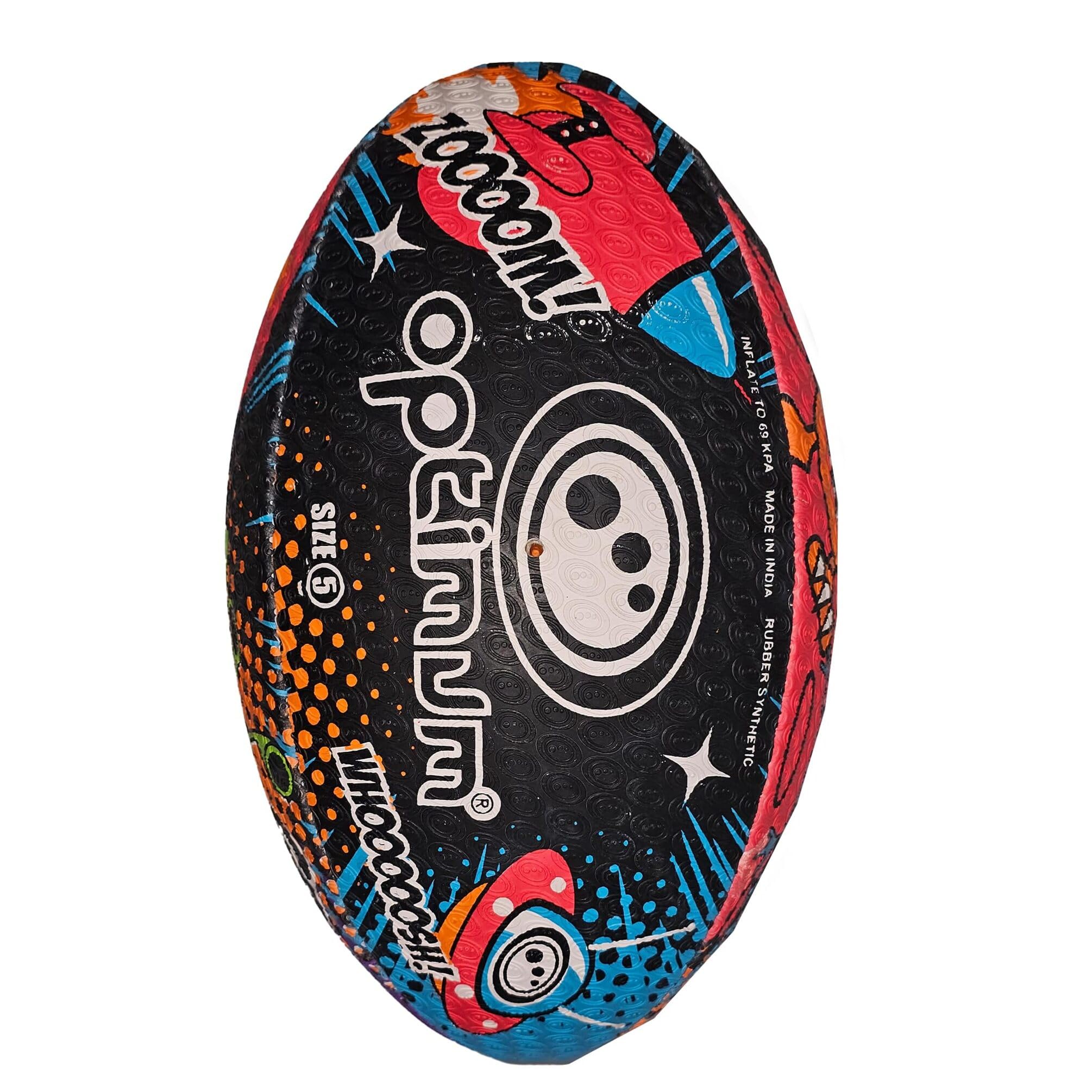 Optimum Rugby Ball - Balanced and Responsive for Accurate Handling and Kicking of Top-Performing Rugby Balls - Perfect for Training - 2-Ply 410g Ball - Space Monsters - Size 3