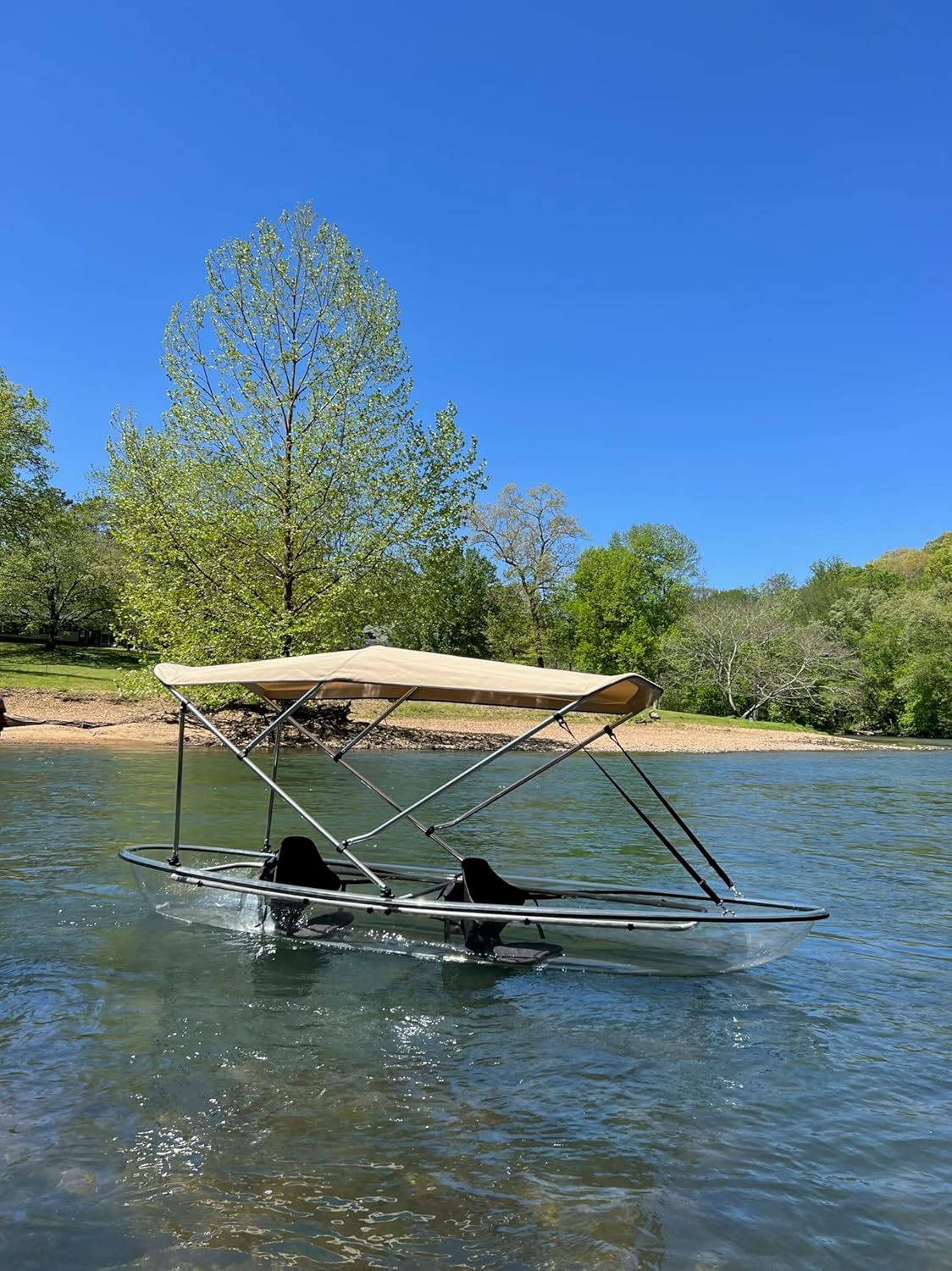 Cypress Rowe Outfitters Beige 3' by 8' Canoe/Kayak Sun Shade/Canopy Bimini top Complete kit, Frame, Canopy, Hardware, Boot, Rear Support Poles