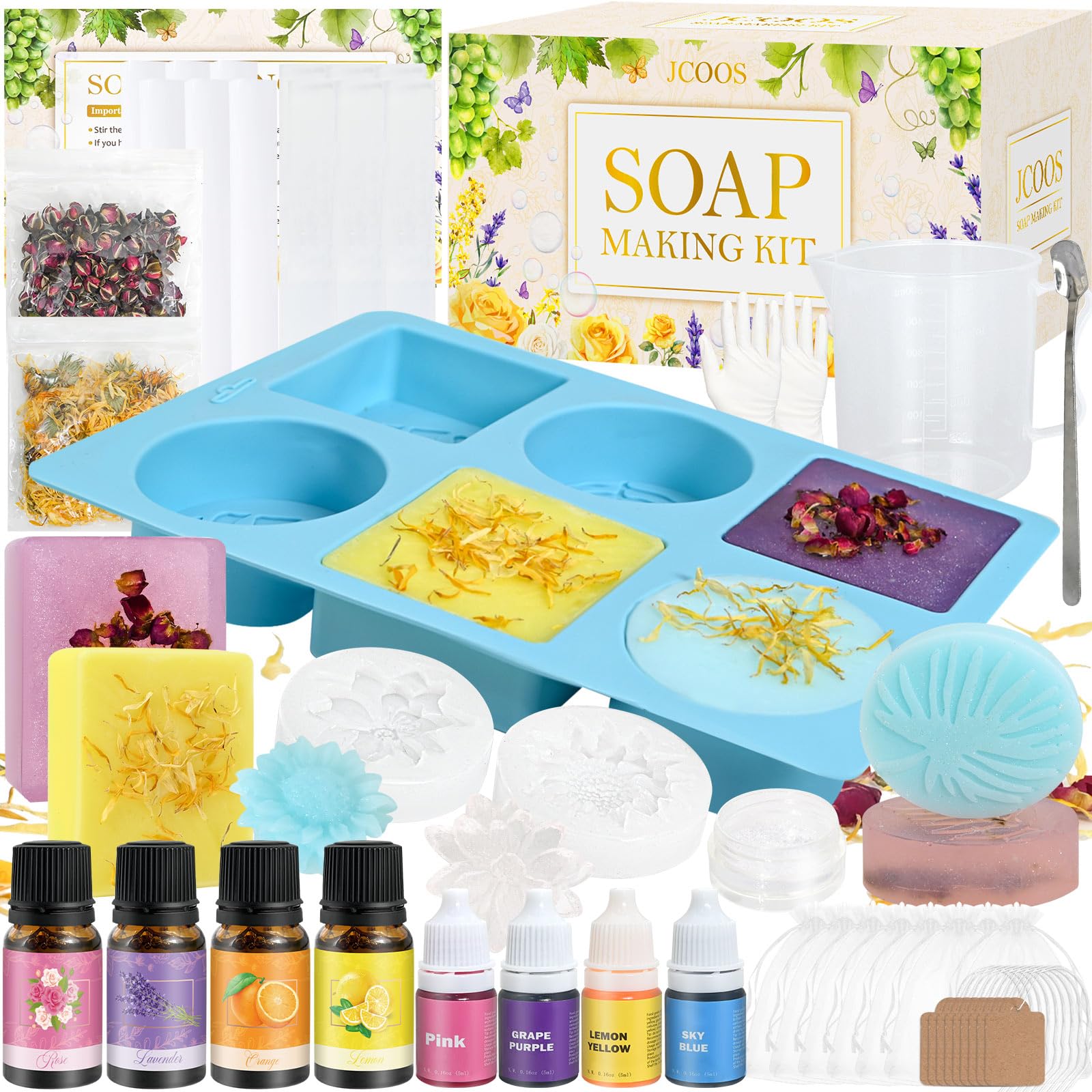 JUYRLE Soap Making Kit, Make Your Own Soap DIY Kit for Adults Children, Creative Soaps Making Supplies with Soap Mould Essential Oil, Kids Craft DIY Bath Bombs Kits for Beginners, As a Valentine Gift