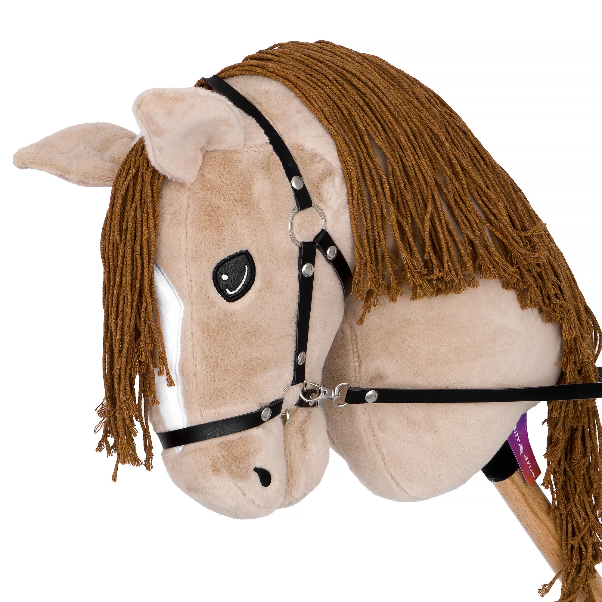 Start Hobby Horse Steckenpferd aus Plüsch mit Holzstock – Realistisches Stockpferd mit Langer Mähne zum Frisieren – Weiches Spielpferd für Kinder Hobby Horsing & Rollenspiele (Bonnie (Beige))