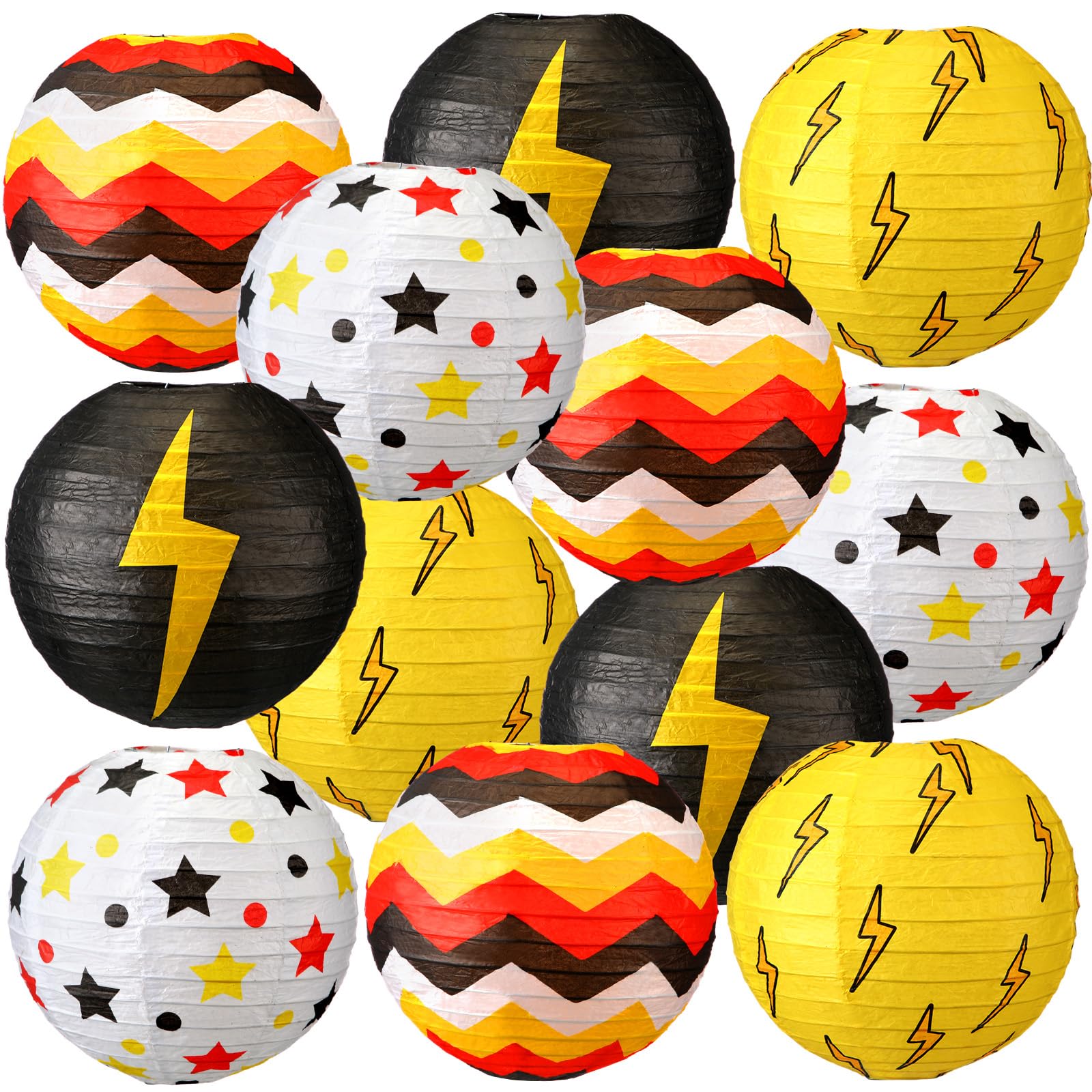Tuanse 12 Pcs Cartoon Animation Themed Party Decorations Cartoon Video Games Party Supplies 8 Inch Hanging Round Paper Lanterns for Holiday Birthday