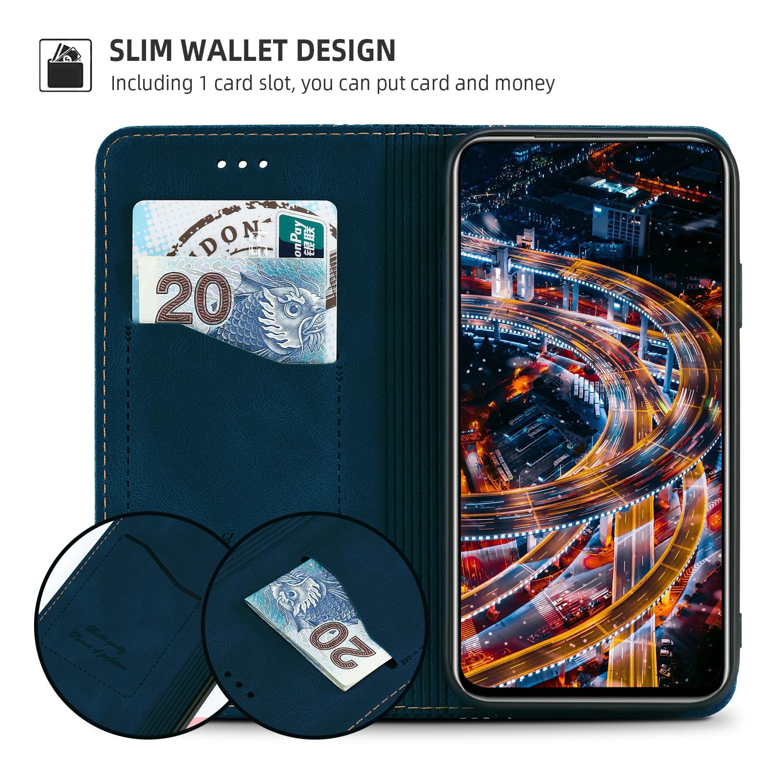 Custodia A Portafoglio Con Flip E Chiusura Magnetica Per Vivo S19 Pro 5G – Pelle PU + TPU Morbido, Colore Verde, Con Supporto E Slot Per Carte - 2