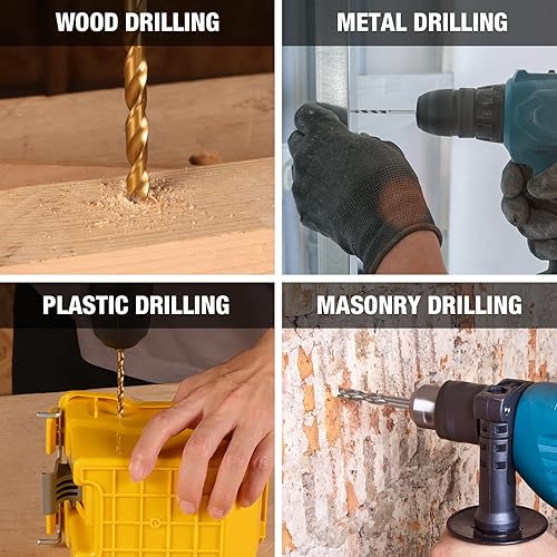 Miniatura 7 de DuraTech Juego de 99 brocas de acero de alta velocidad, juego de brocas de titanio y destornillador con estuche resistente para metal, madera,