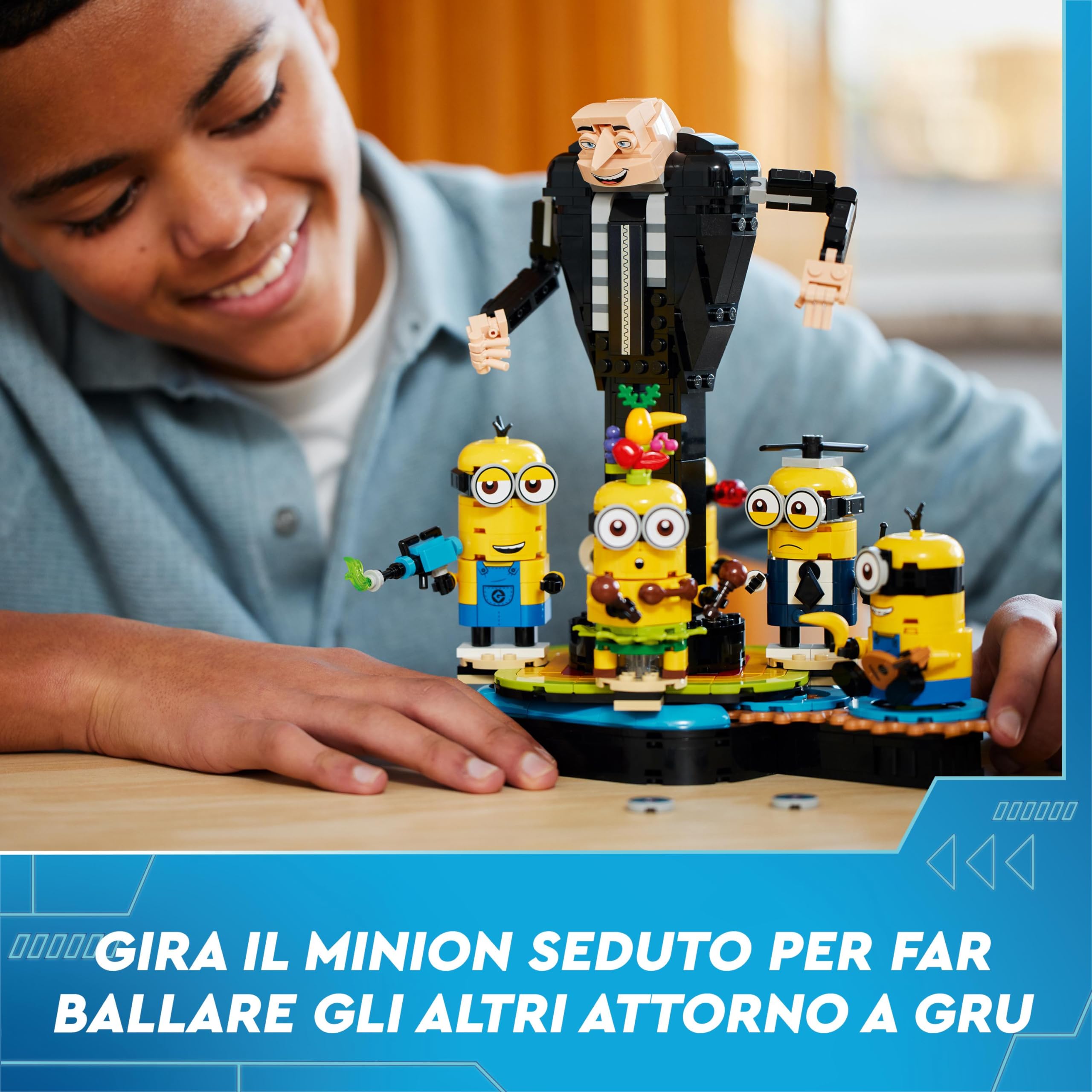 LEGO Cattivissimo Me Gru e Minions in Mattoncini, Set dal Film della Illumination, Personaggi da Costruire che Danzano, Giochi Creativi per Bambini e Bambine da 9 Anni, Regalo da Esposizione 75582