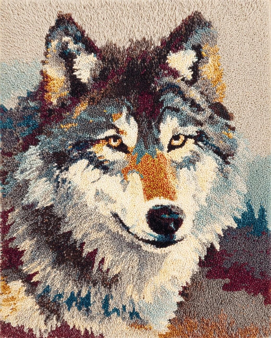 AMBATTERY Latch Hook Kits Carpet Wolf Portrait 85x115cm