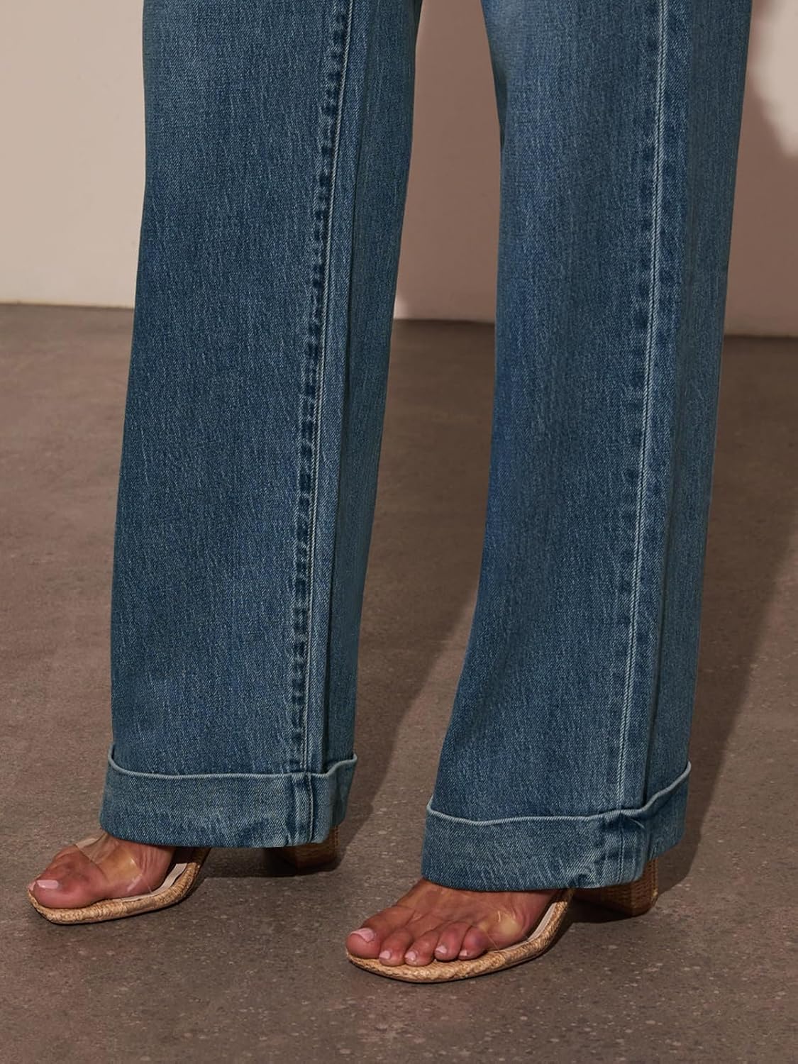 KUNMI Jeans for Women Wide Leg Baggy High Waist Boyfriends Straight Leg Stretchy Denim Pants Trendy Fall 2025