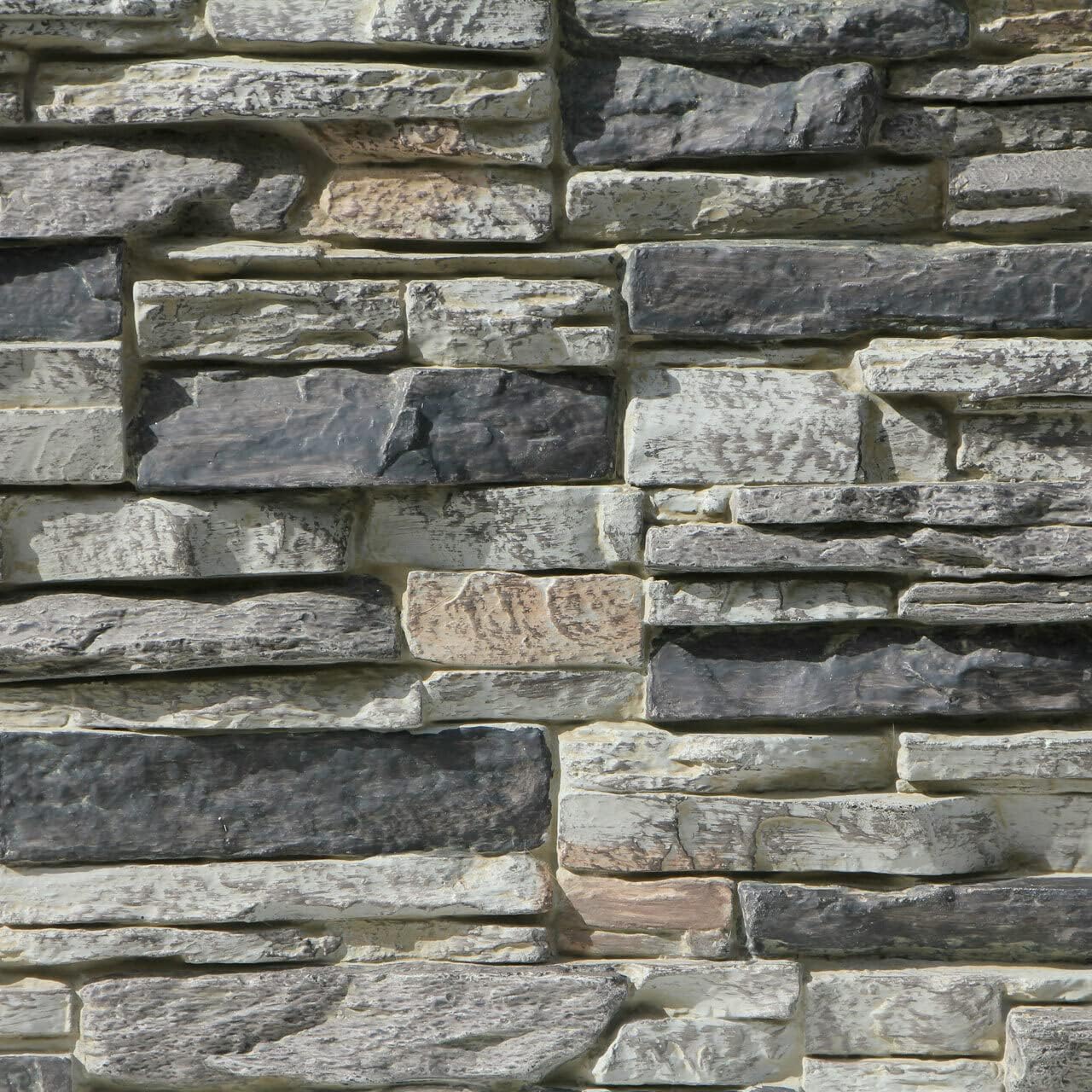 Lightning Ridge Faux Stack Stone Panel - 24 in x 48 in - Gray Fox (43. ...